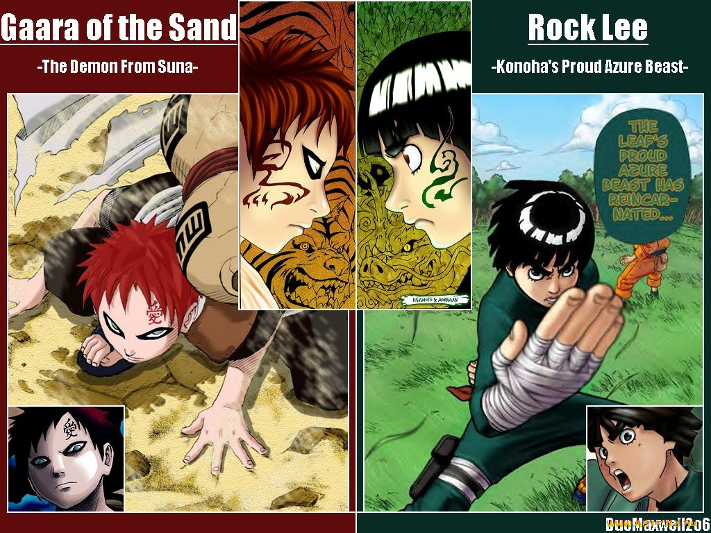 rock, lee, and, gaara, аниме, naruto