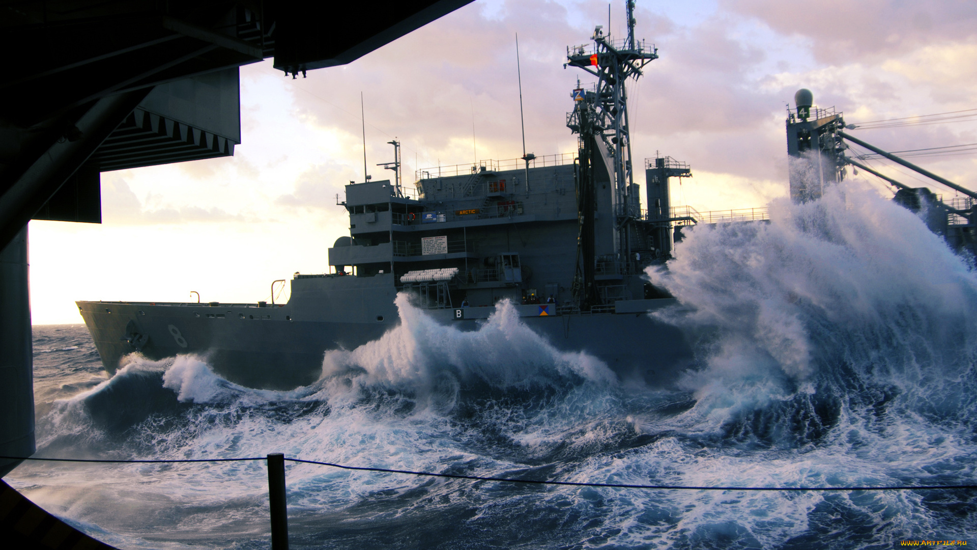 корабли, крейсеры, линкоры, эсминцы, волны, шторм