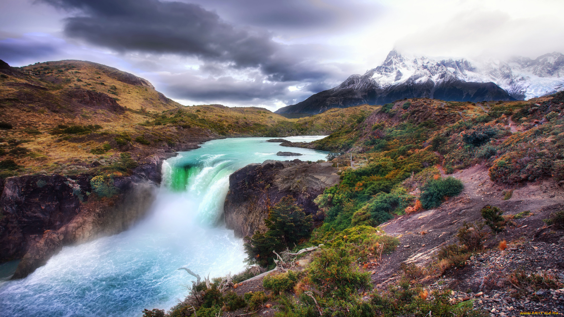 природа, водопады, горы, река
