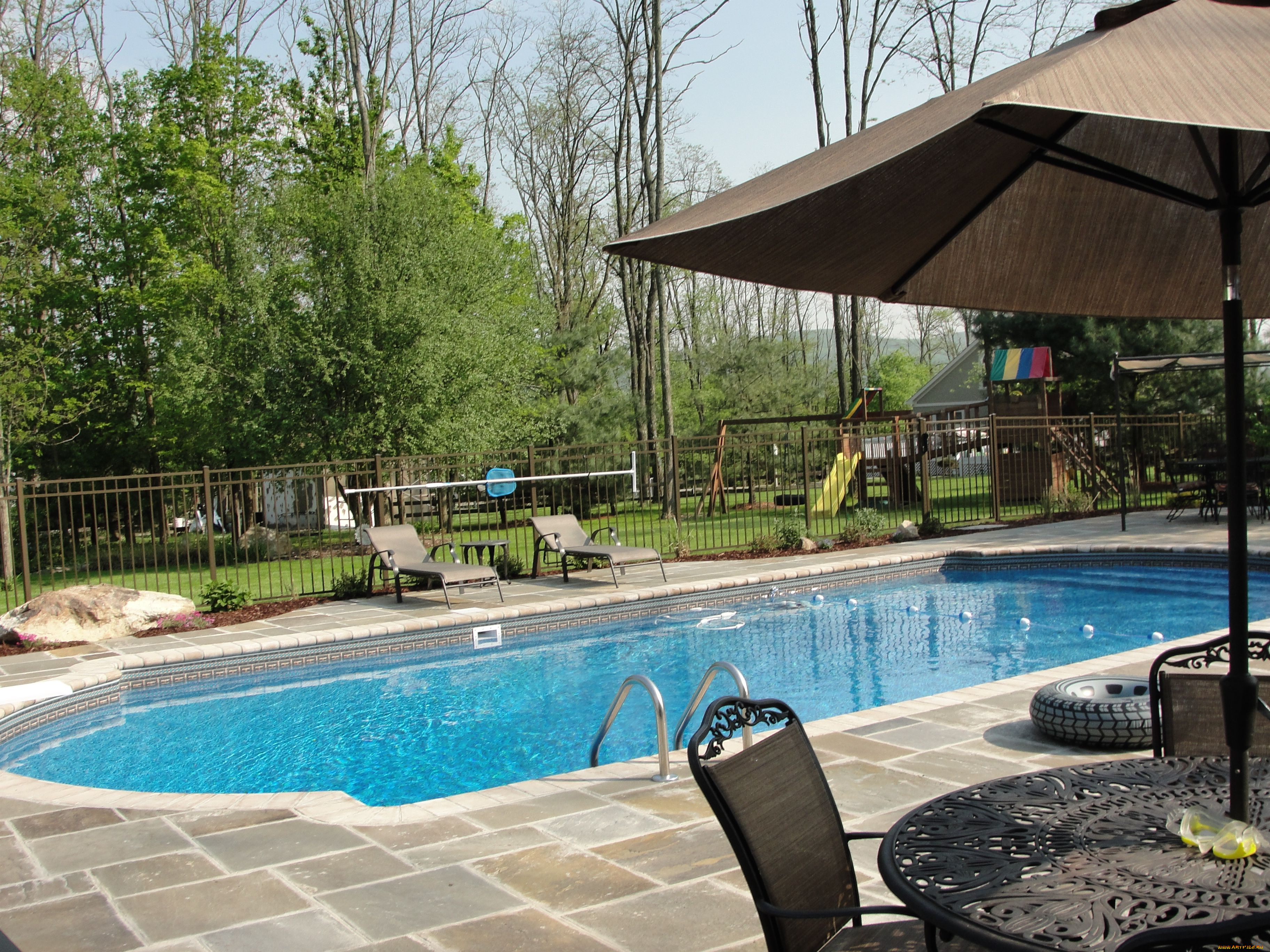 интерьер, бассейны, открытые, площадки, патио, бассейн