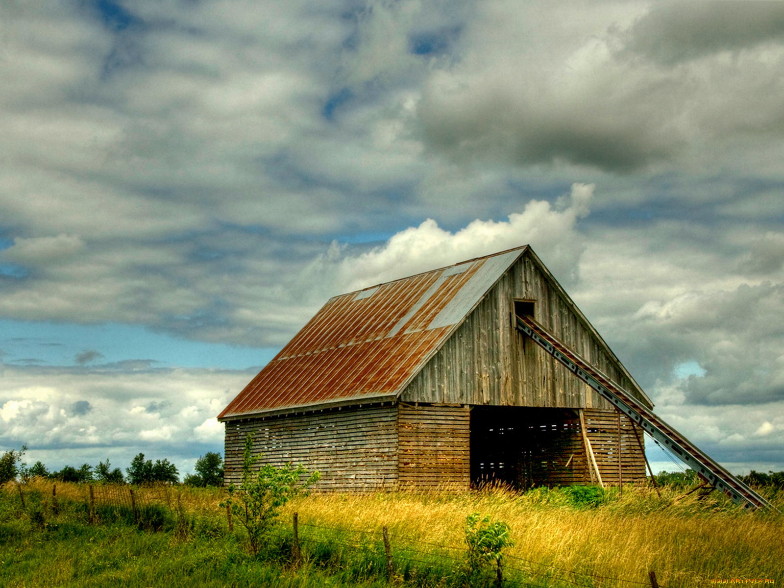 разное, сооружения, постройки, сарай, облака