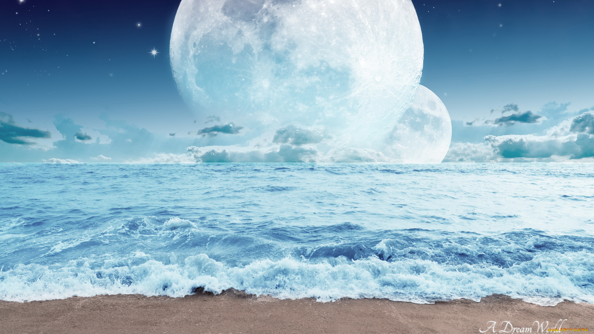 разное, компьютерный, дизайн, планеты, море