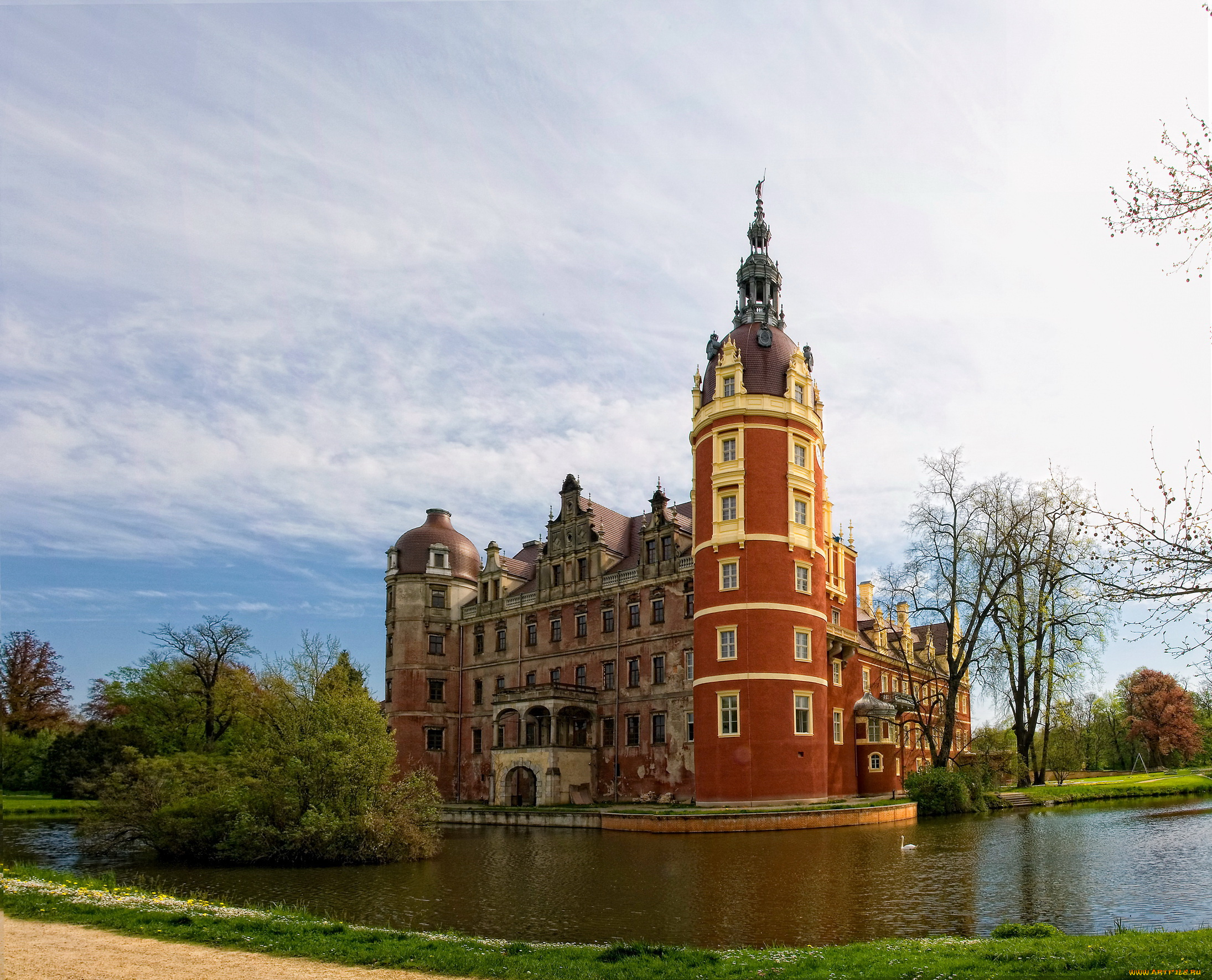 германия, бад, мускау, дворец, князя, пюклера, города, дворцы, замки, крепости, пеклюра, вода