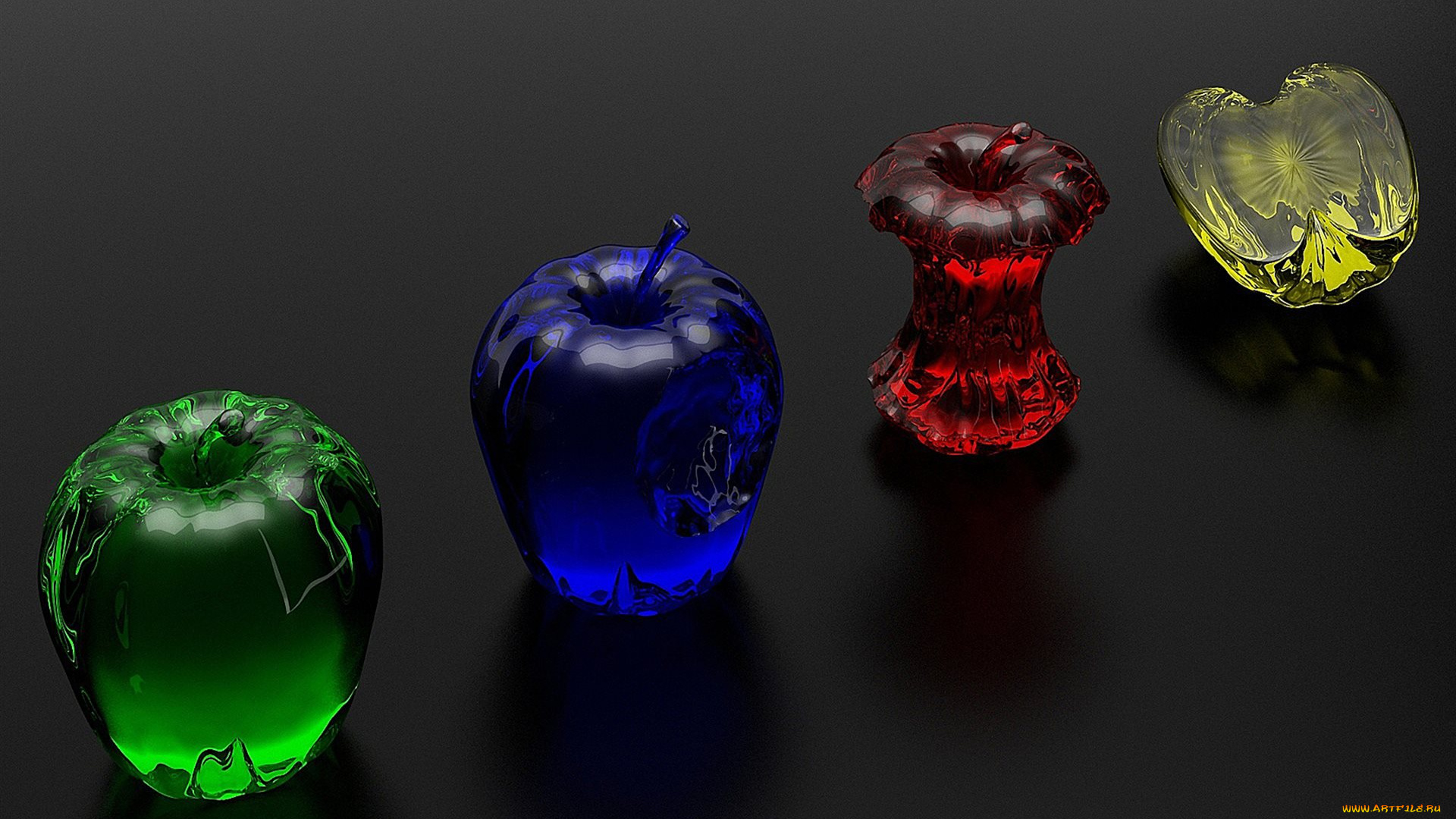 3д, графика, другое, яблоки, фон, цвета