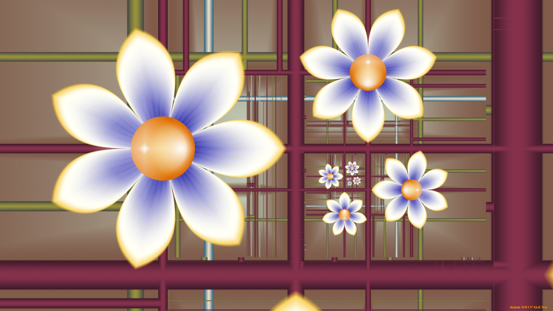 3д, графика, flowers, цветы, узор, цвета, фон, лепестки