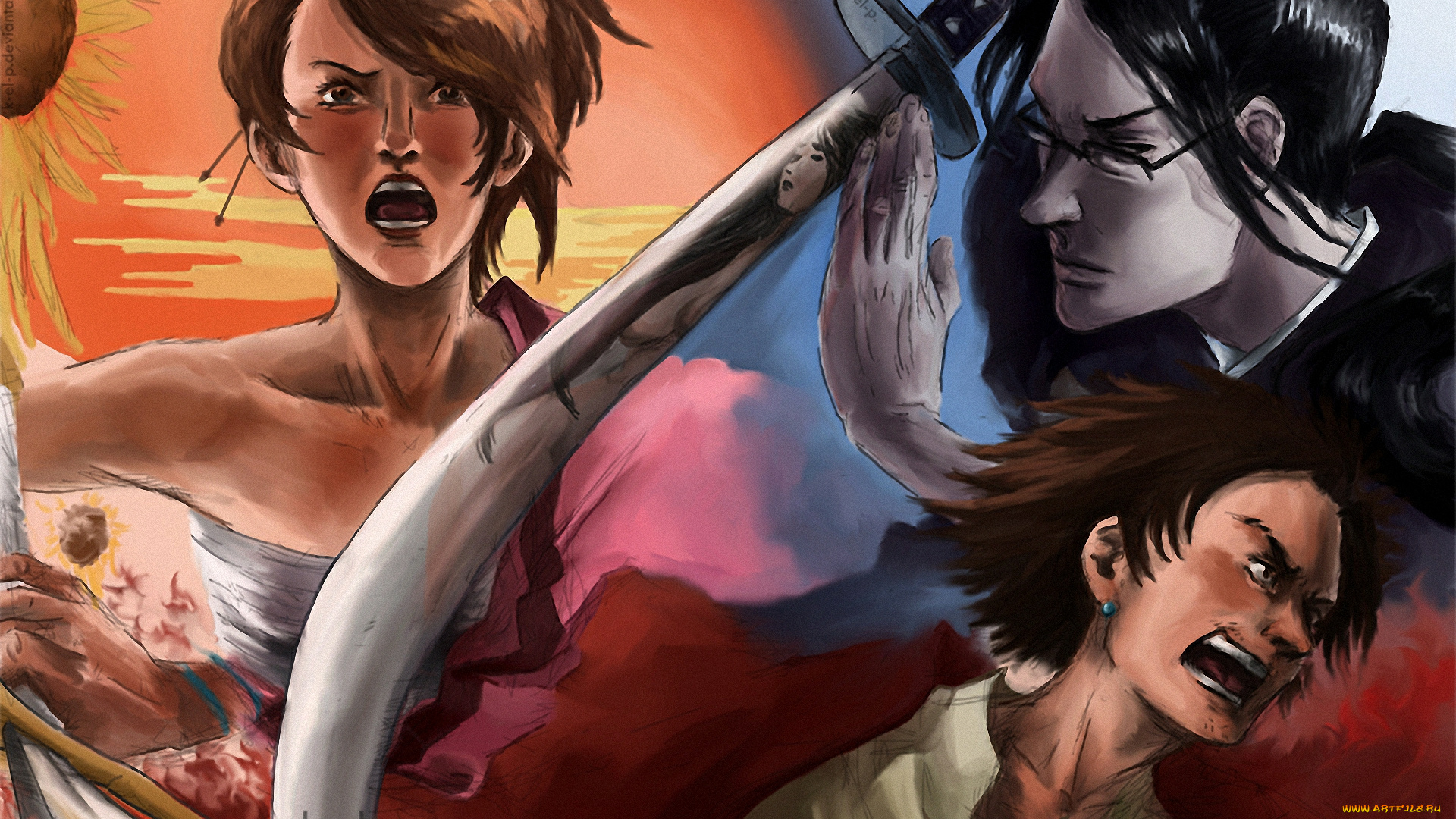 аниме, samurai, champloo, jin, mugen, fuu