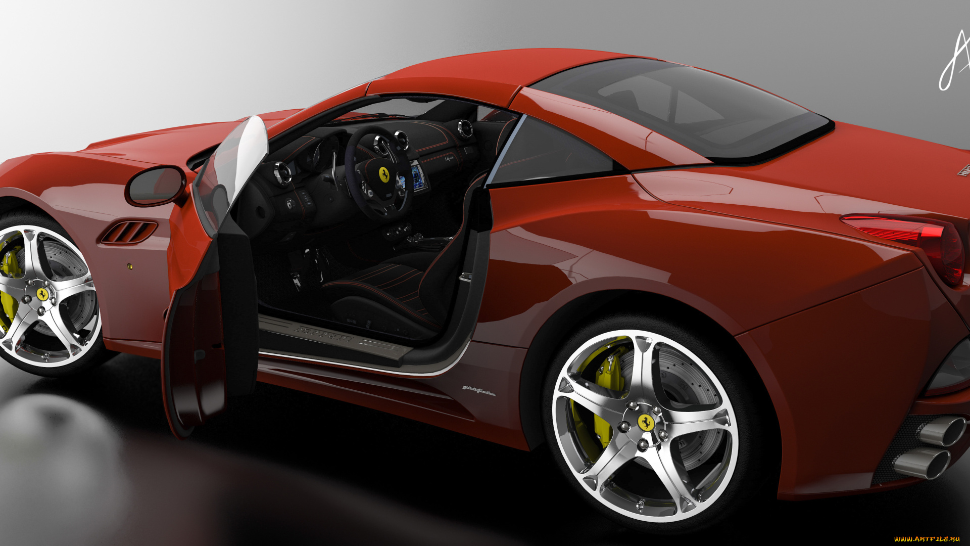 автомобили, 3д, california, ferarri