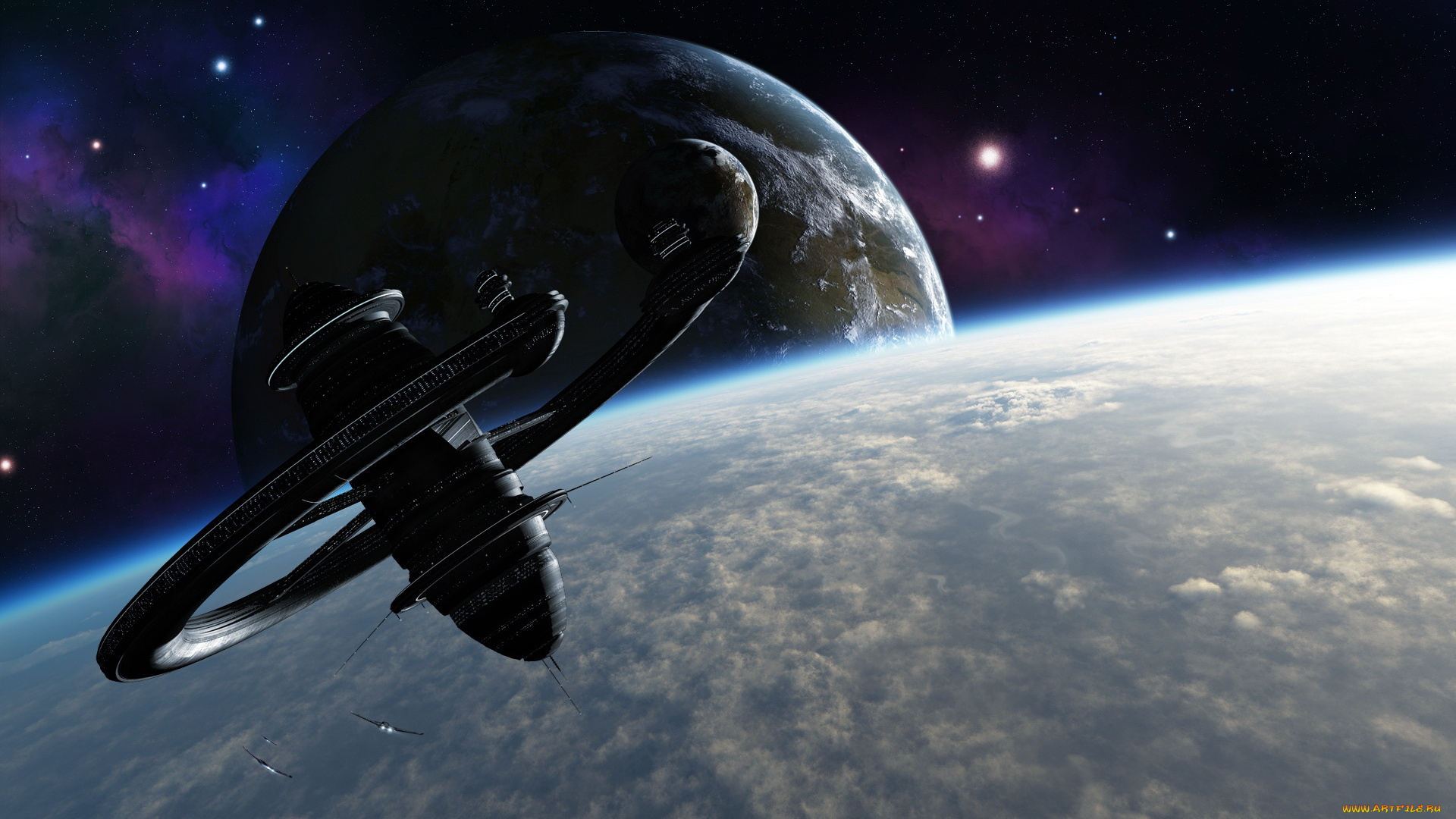 космос, арт, планета, космические, корабли