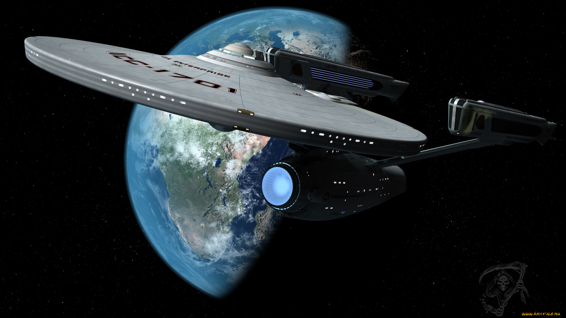 космос, арт, планета, космический, корабль