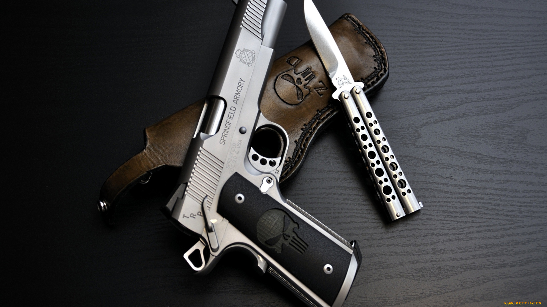 оружие, кобура, пистолет, нож