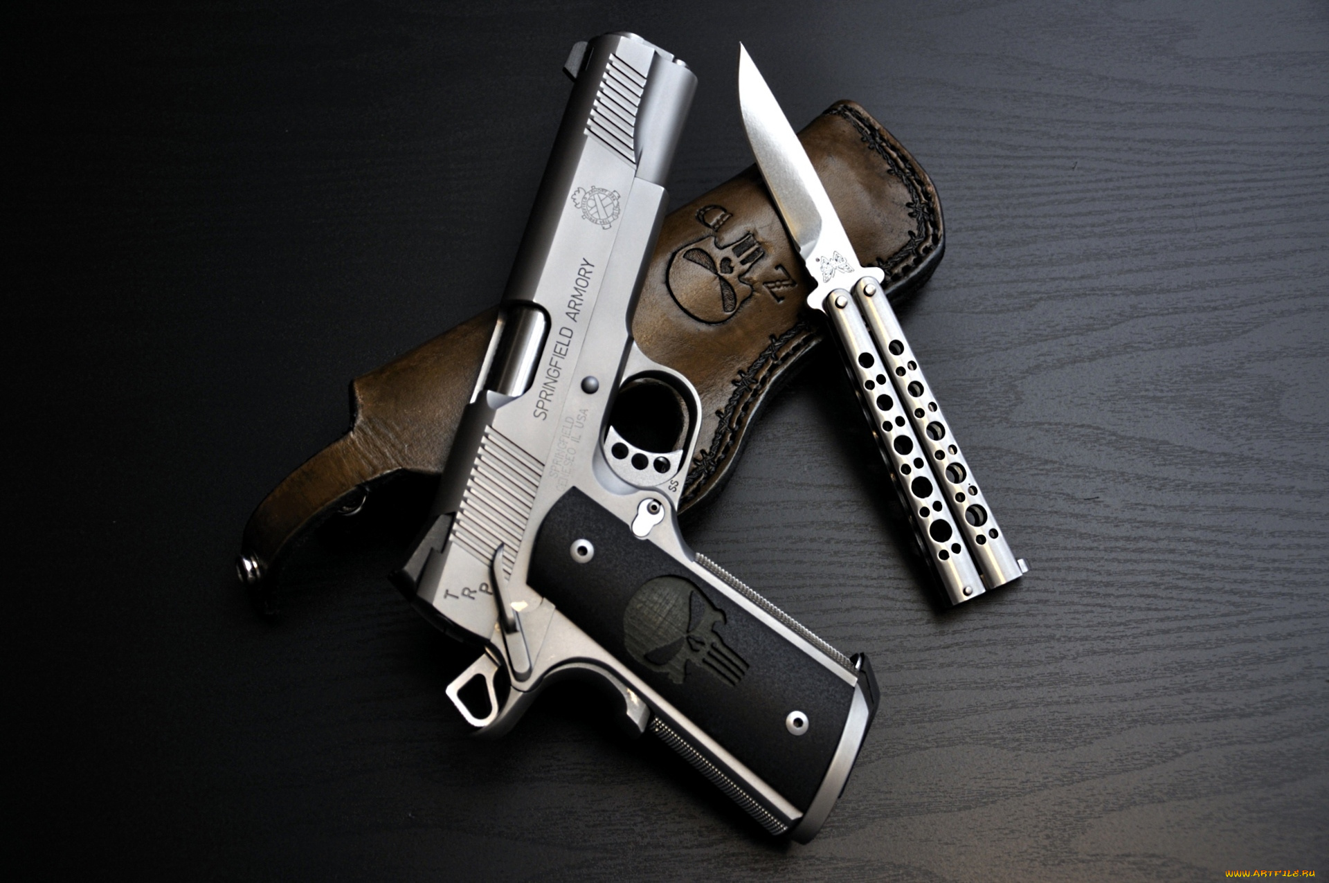 оружие, кобура, пистолет, нож