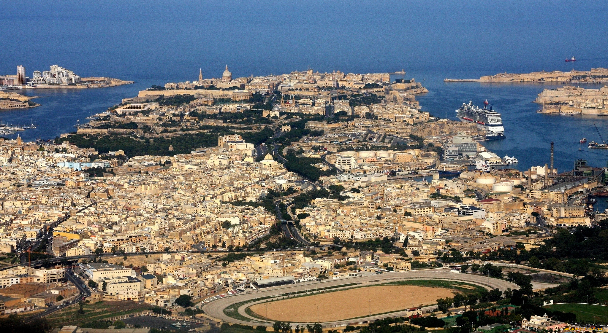 города, валетта, мальта, лайнер, панорама
