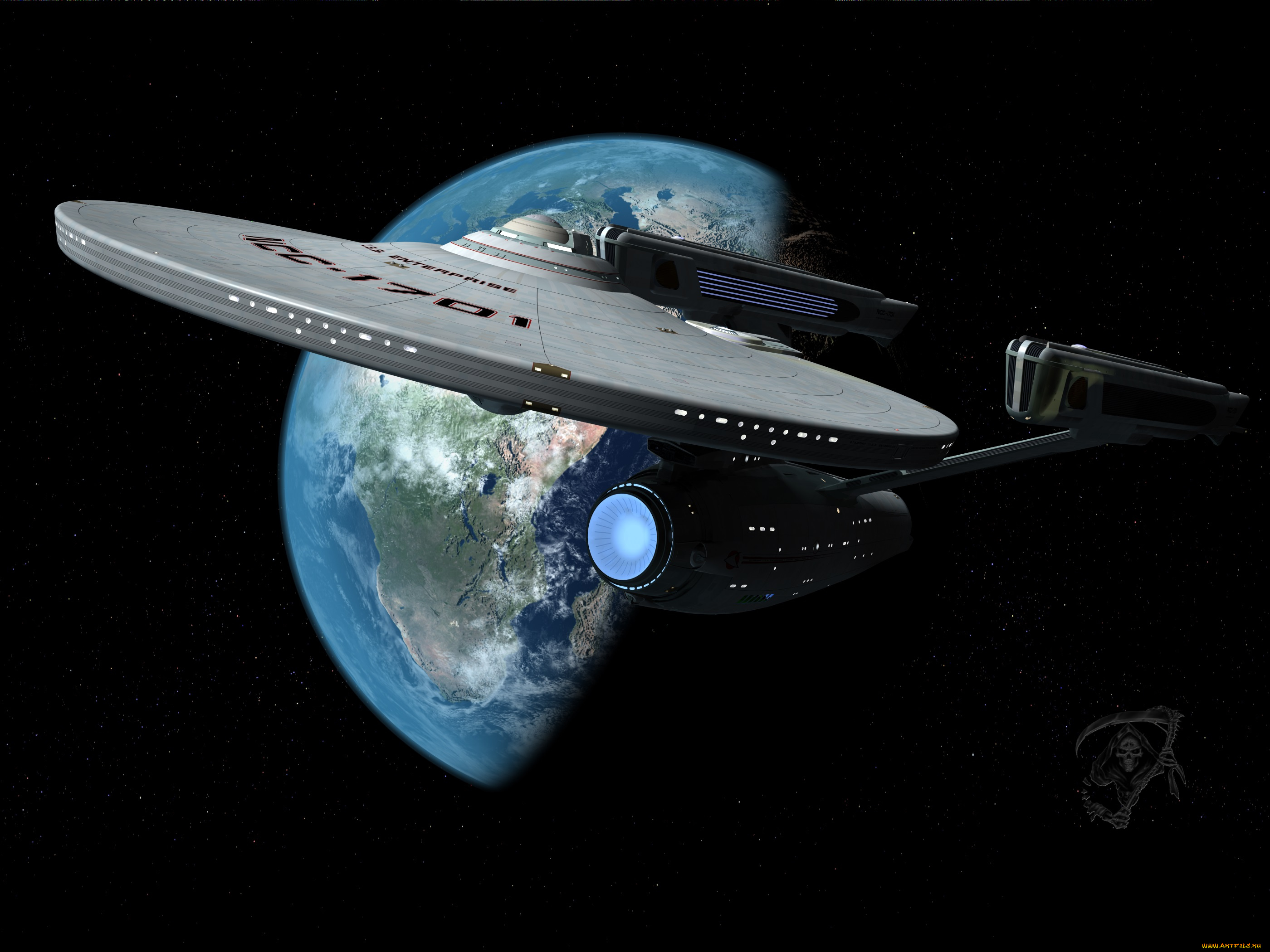 космос, арт, планета, космический, корабль