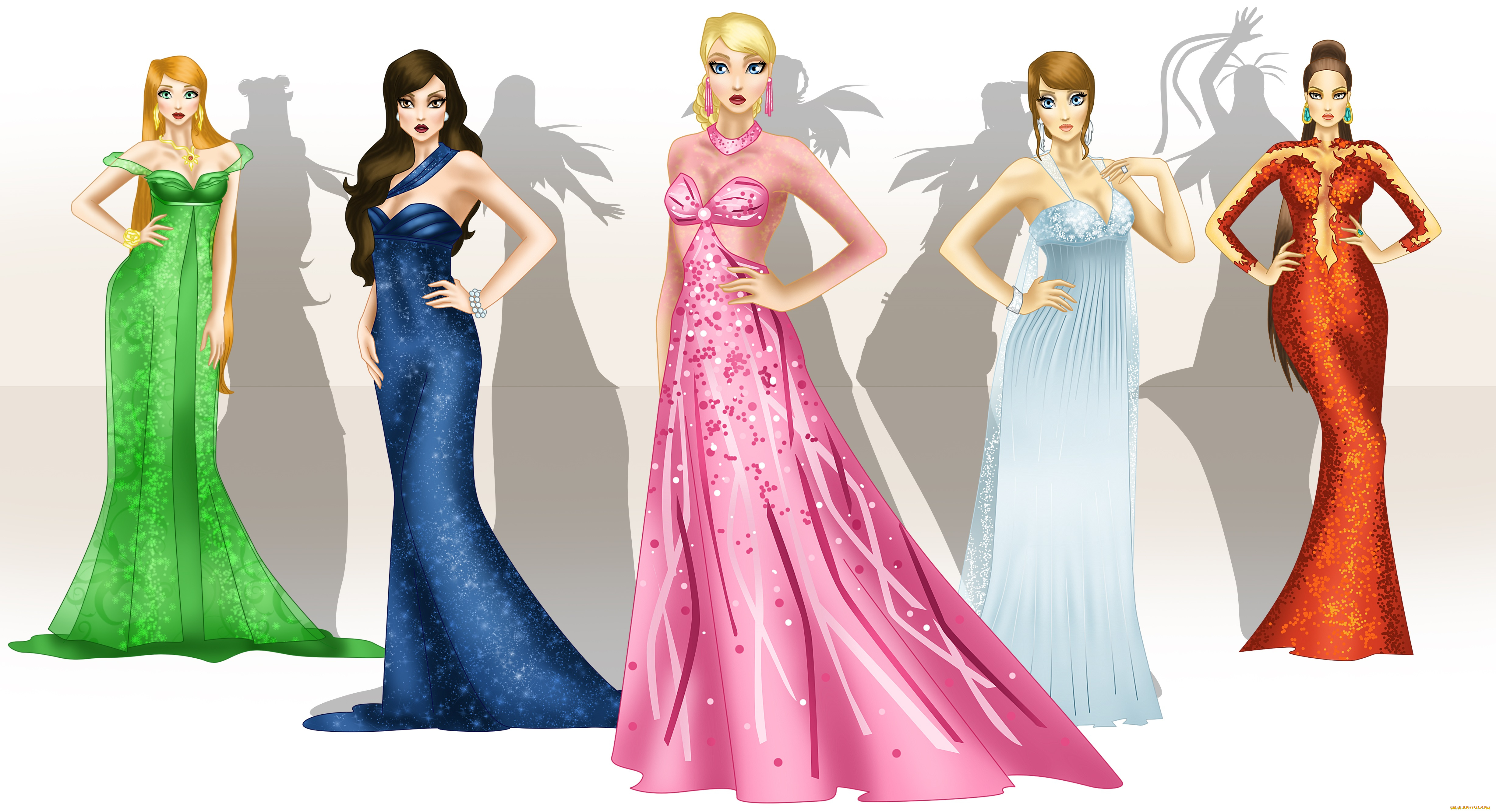 рисованные, люди, девушки