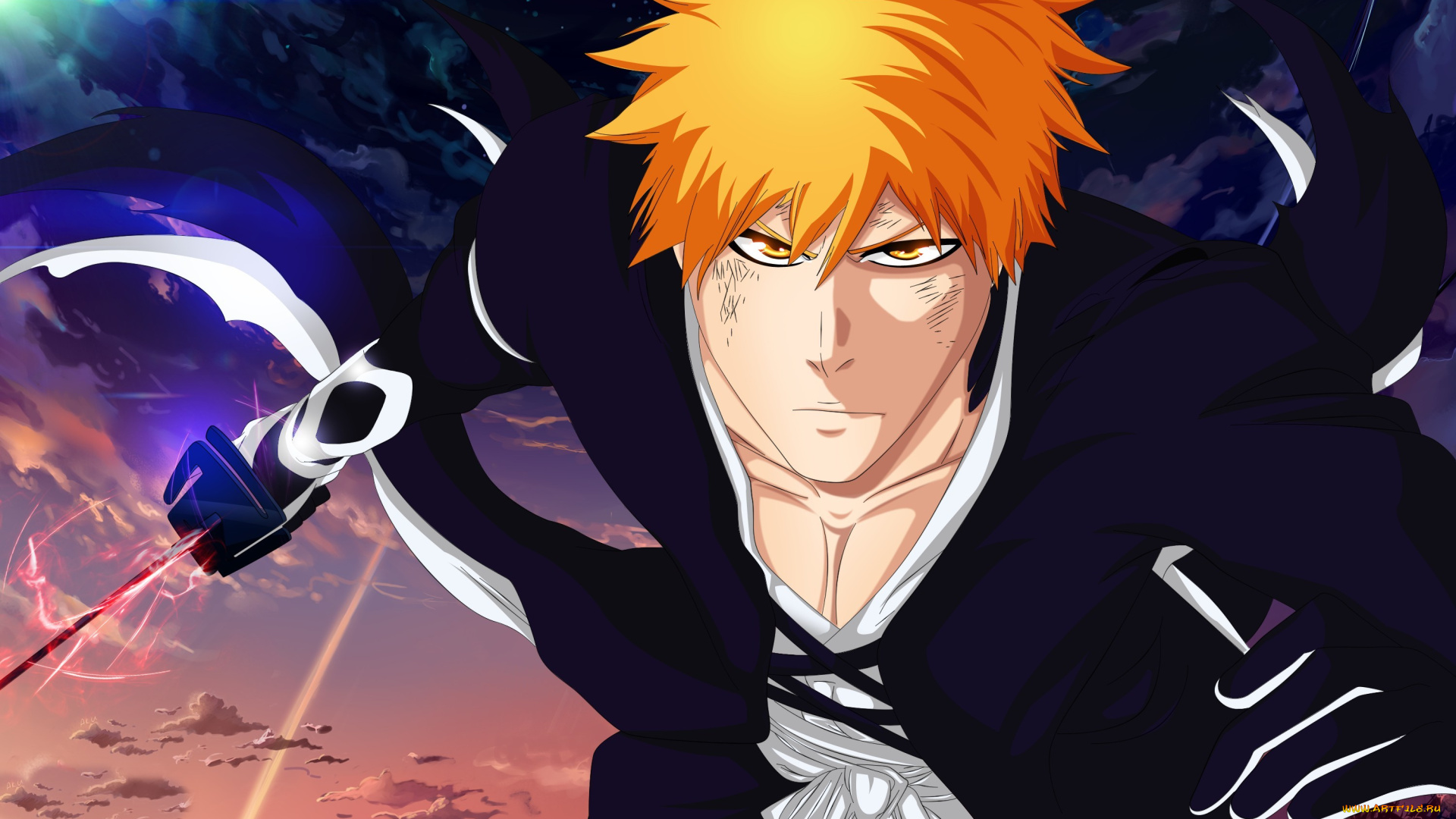 аниме, bleach, shinigami, sword, katana, vasto, lorde, kurosaki, ichigo, tensa, zangetsu, bankai