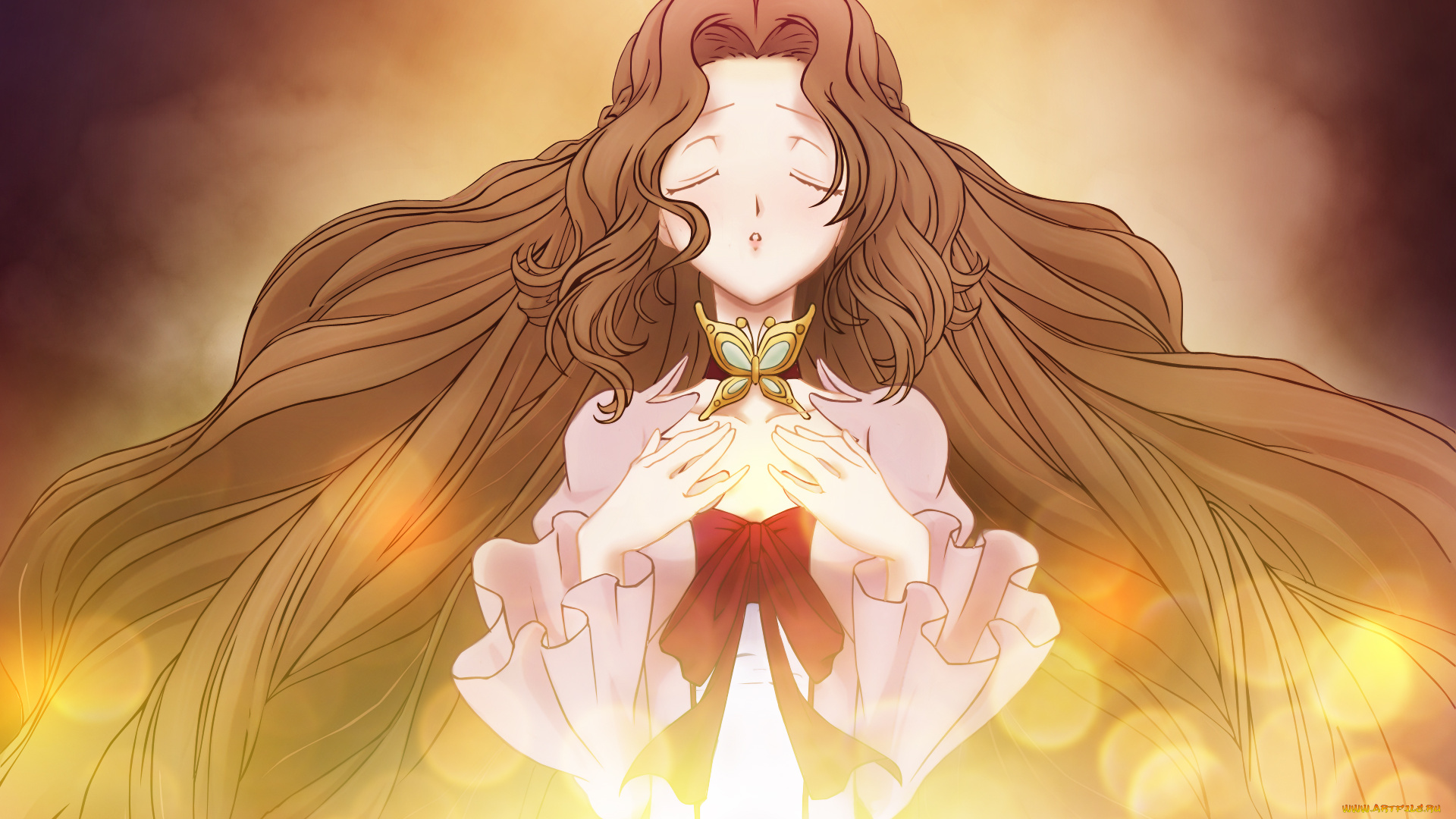 аниме, code, geass, код, гиас, лежит, русые, волосы, девушка