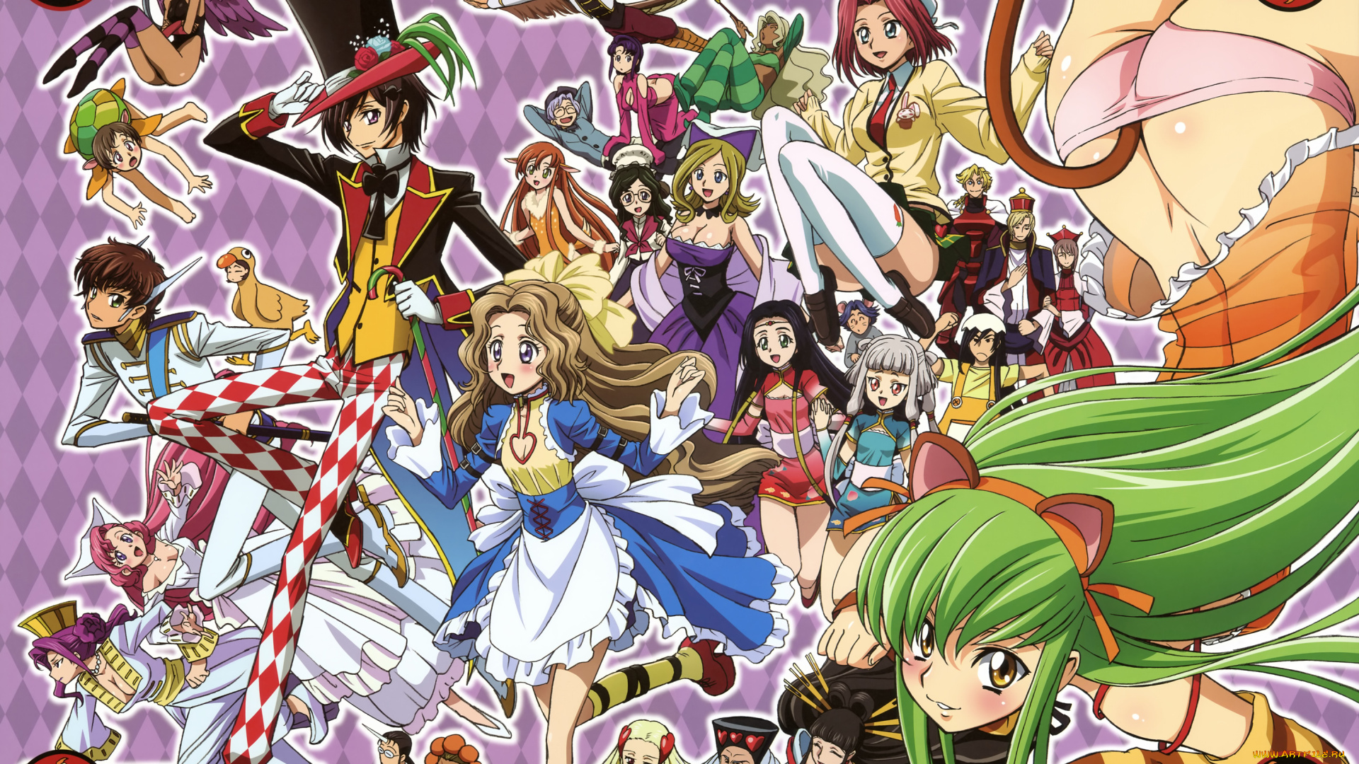 аниме, code, geass, персонажи, парни, девушки, код, гиас