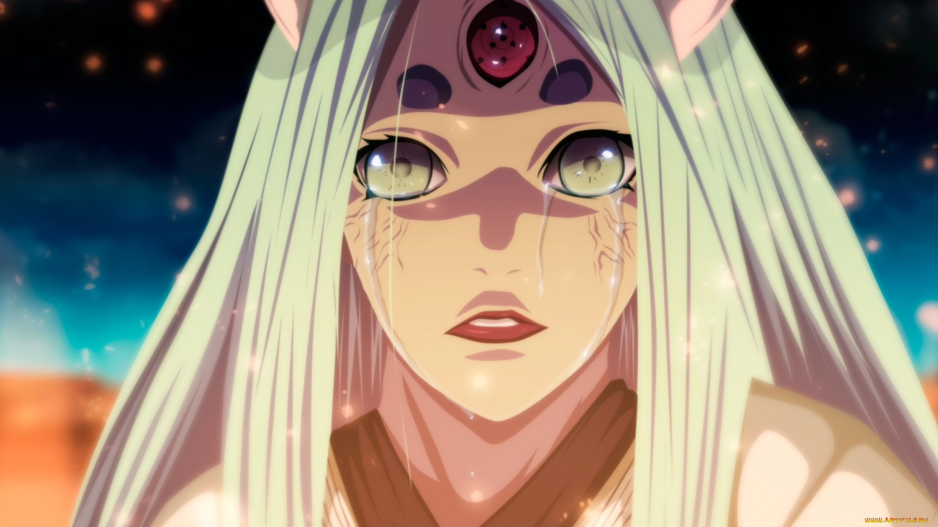 аниме, naruto, слезы, кагуя, девушка, manga, печаль, ootsutsuki, kaguya