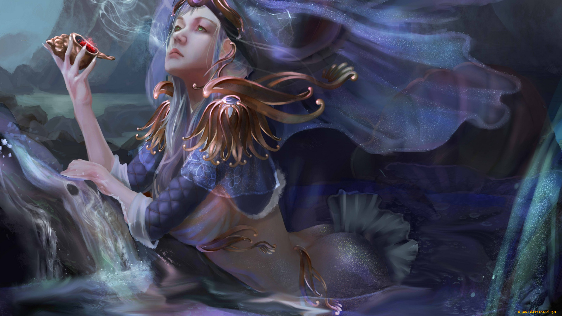 фэнтези, русалки, ракушка, русалка, девушка