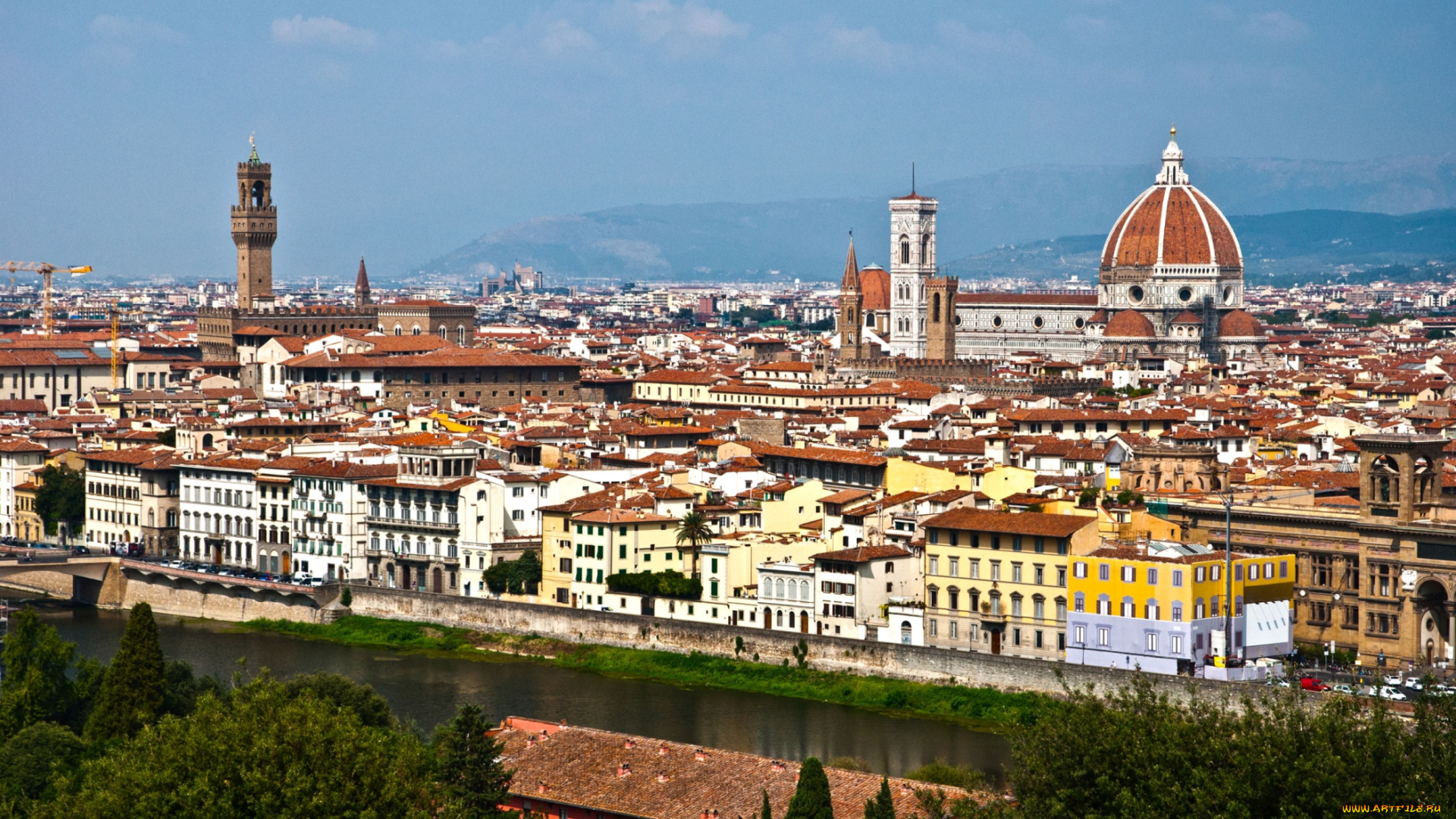 города, флоренция, , италия, панорама