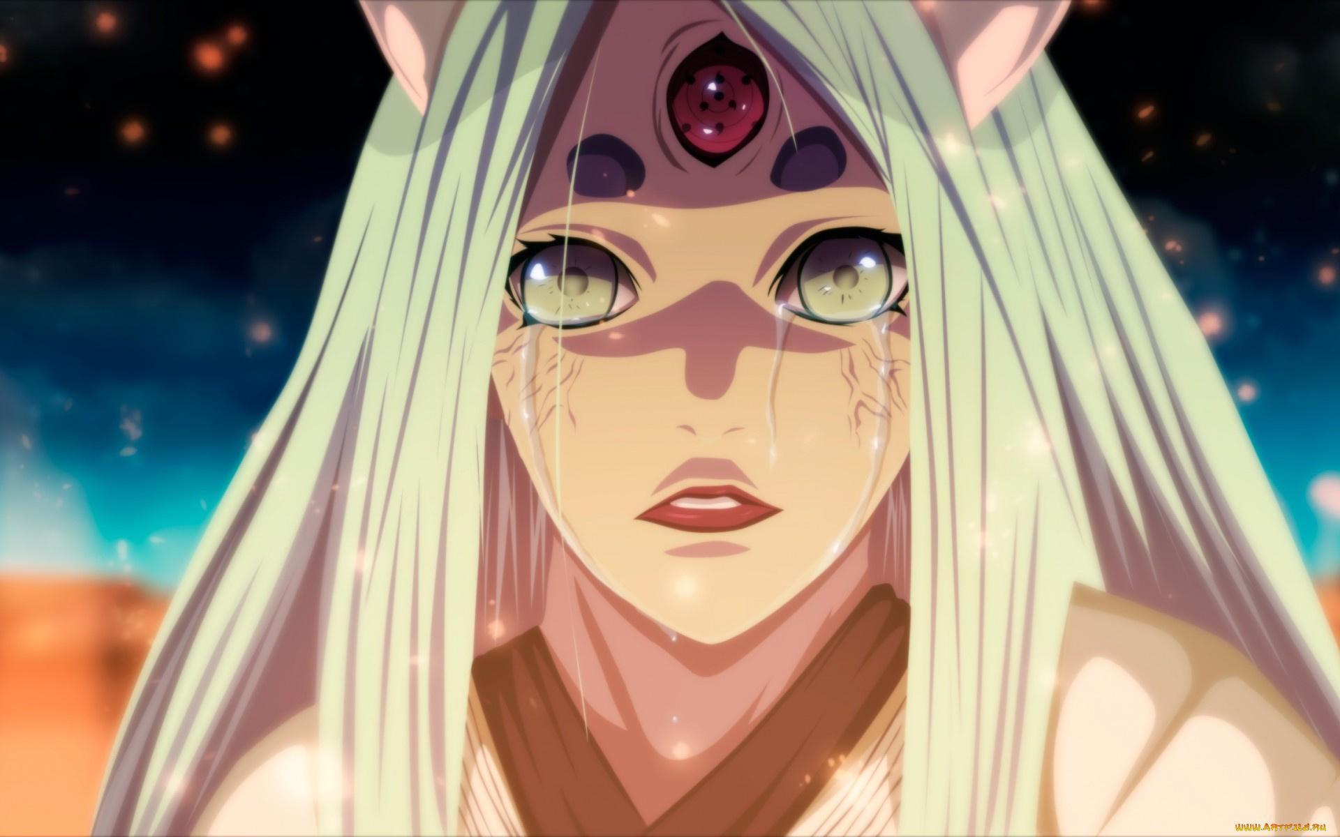 аниме, naruto, слезы, кагуя, девушка, manga, печаль, ootsutsuki, kaguya