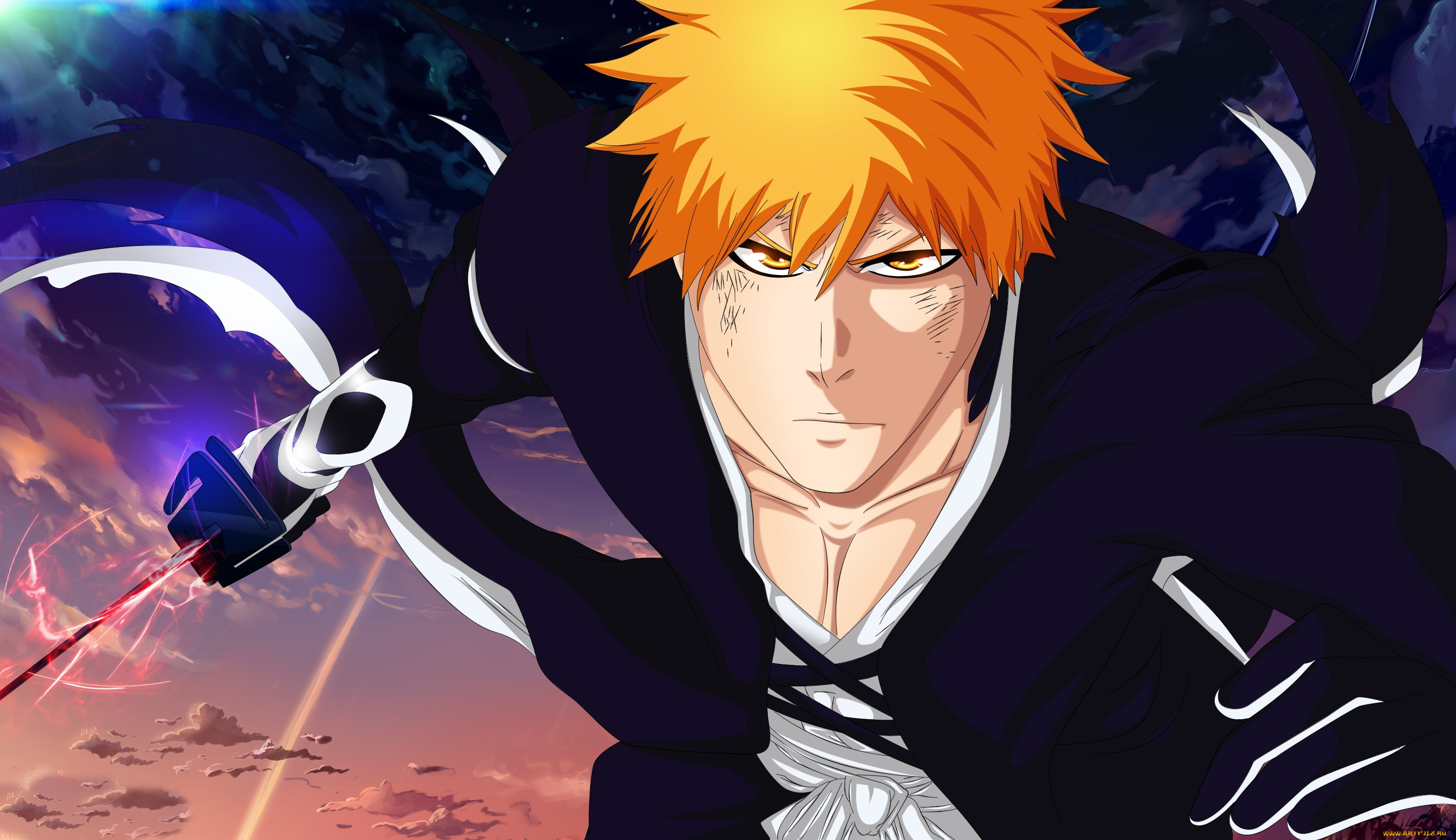 аниме, bleach, shinigami, sword, katana, vasto, lorde, kurosaki, ichigo, tensa, zangetsu, bankai