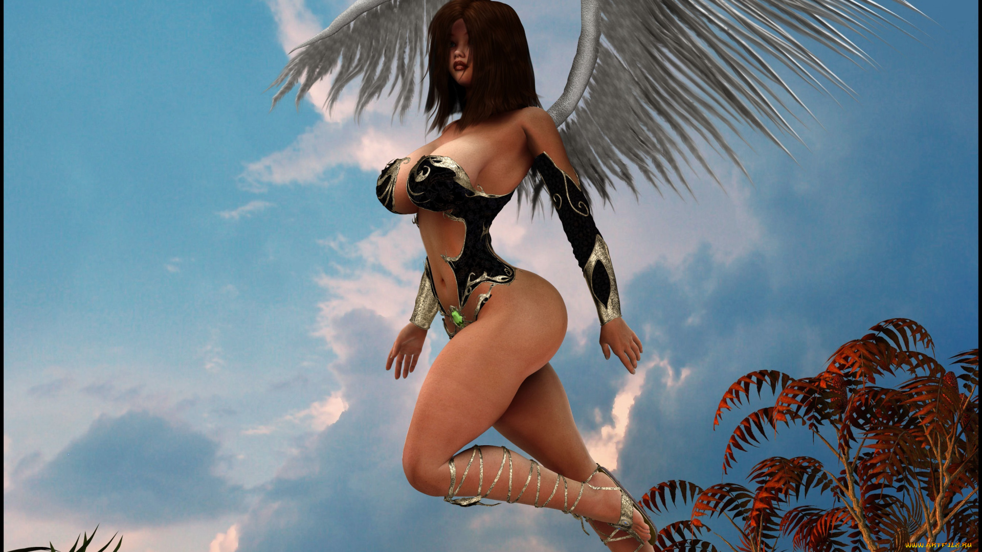 3д, графика, ангел, , angel, девушка, взгляд, фон, ангел