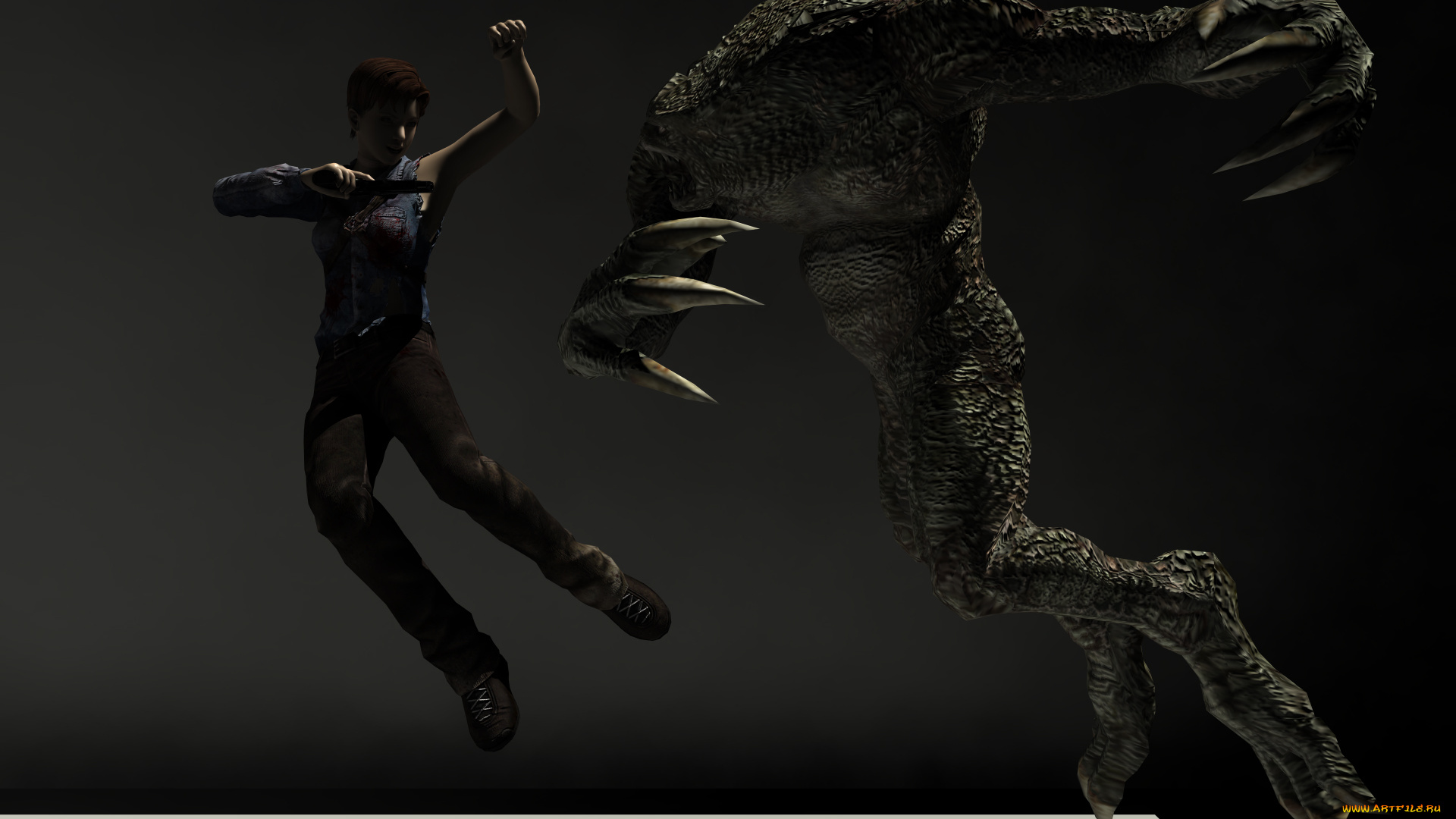 3д, графика, фантазия, , fantasy, девушка, взгляд, фон, нож, дракон