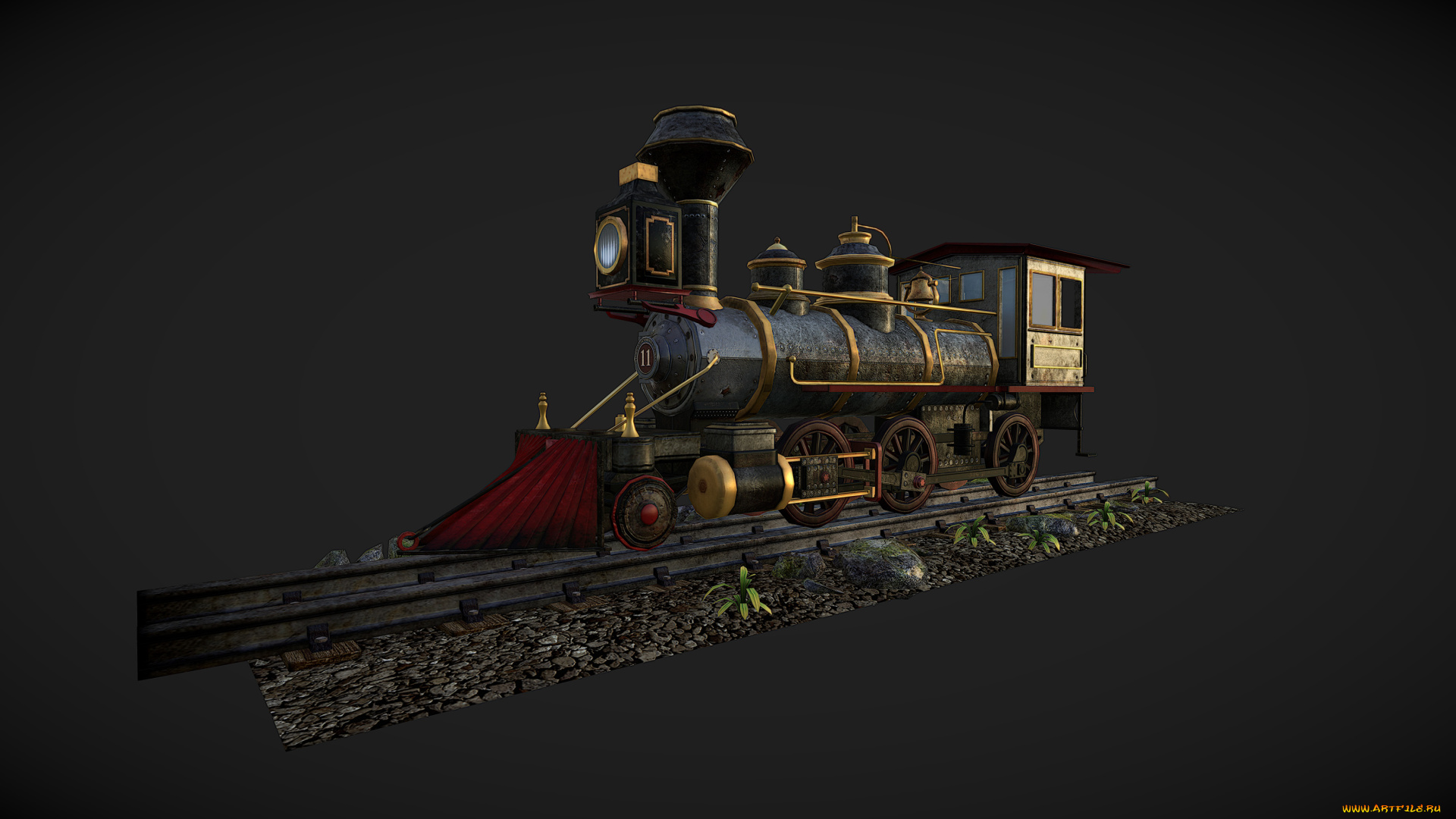 3д, графика, моделирование, , modeling, паровоз, фон
