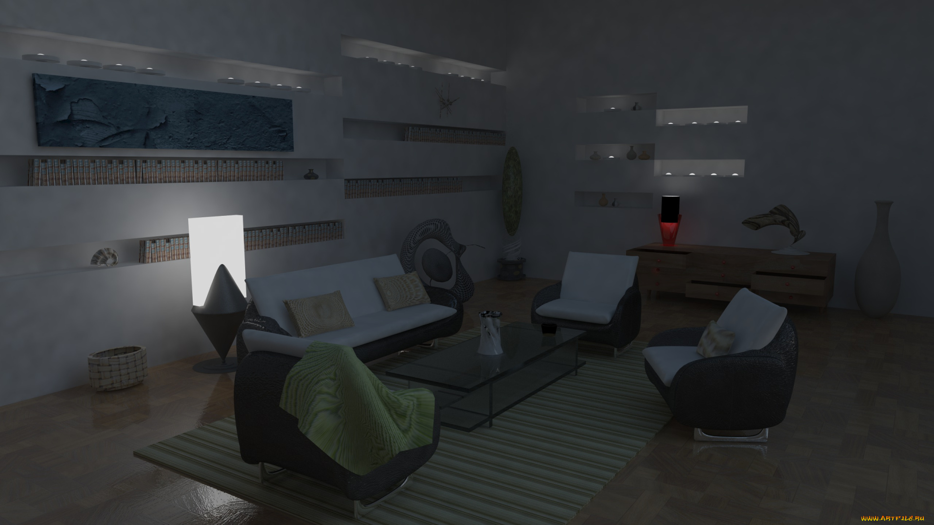 3д, графика, реализм, , realism, диван, стол, стулья, подушки