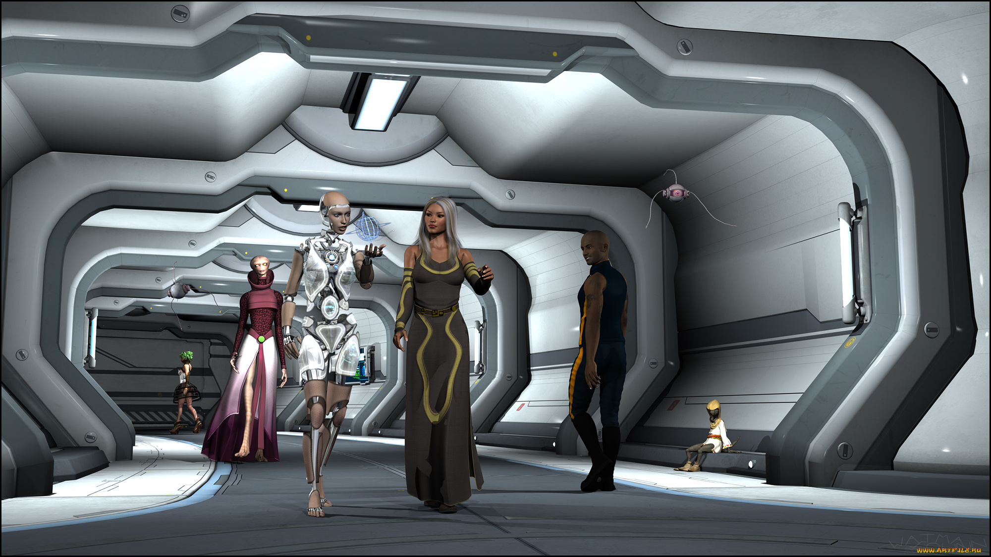 3д, графика, фантазия, , fantasy, взгляд, девушка, существа, фон