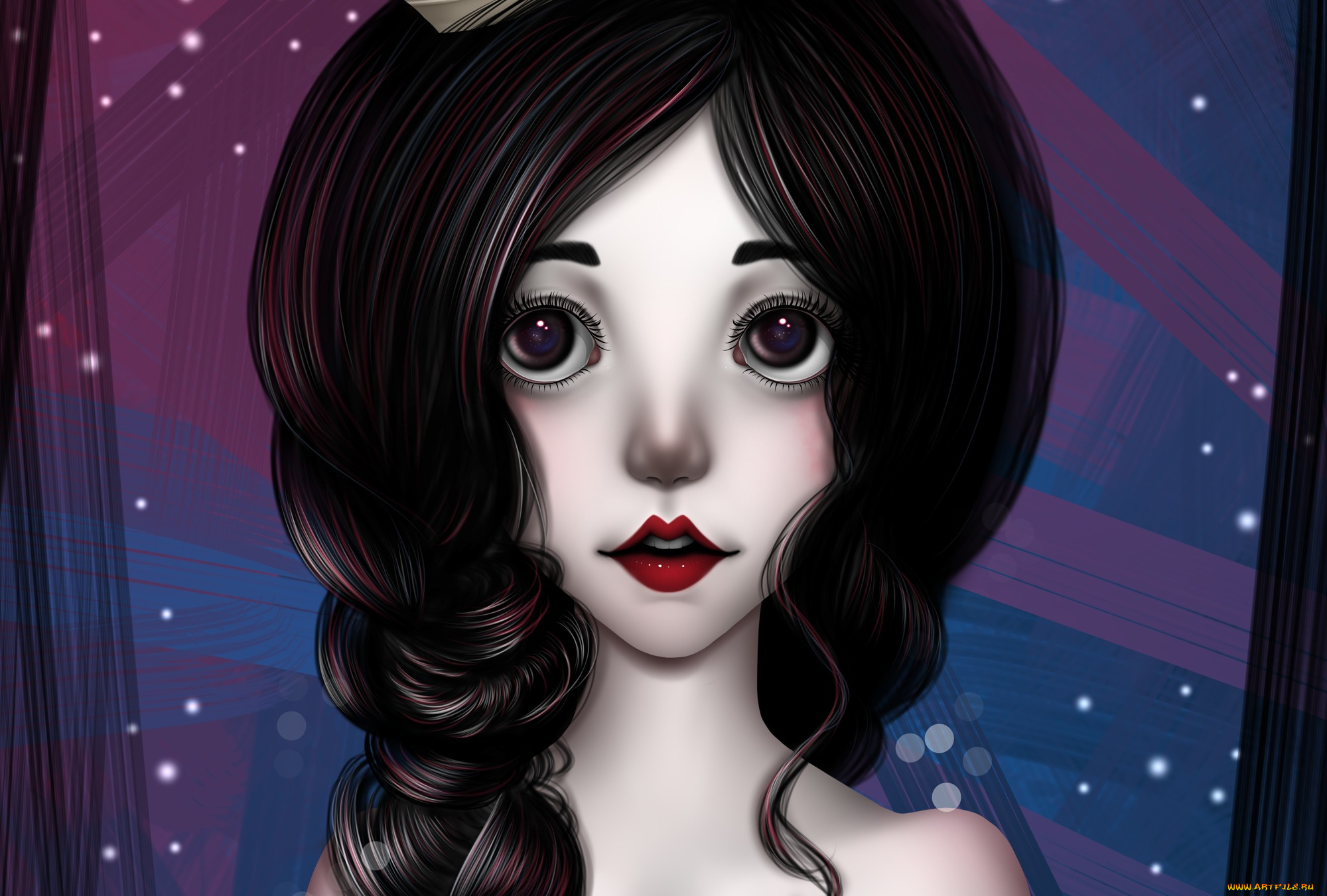 рисованное, люди, nimfpa, девочка, лицо, волосы