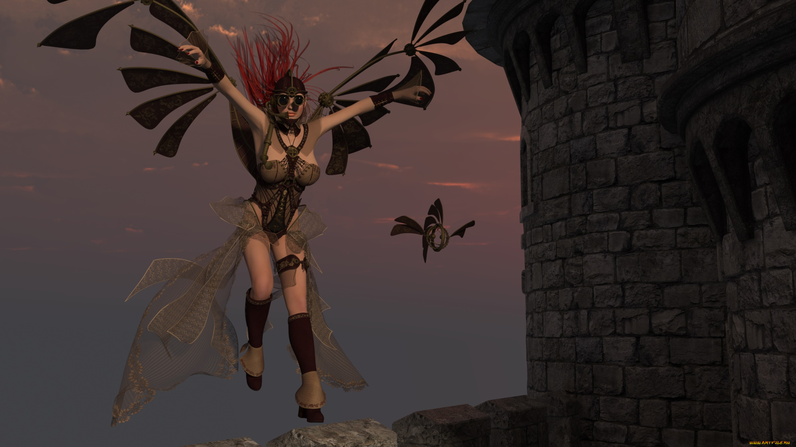 3д, графика, существа, , creatures, девушка, взгляд, фон, демон