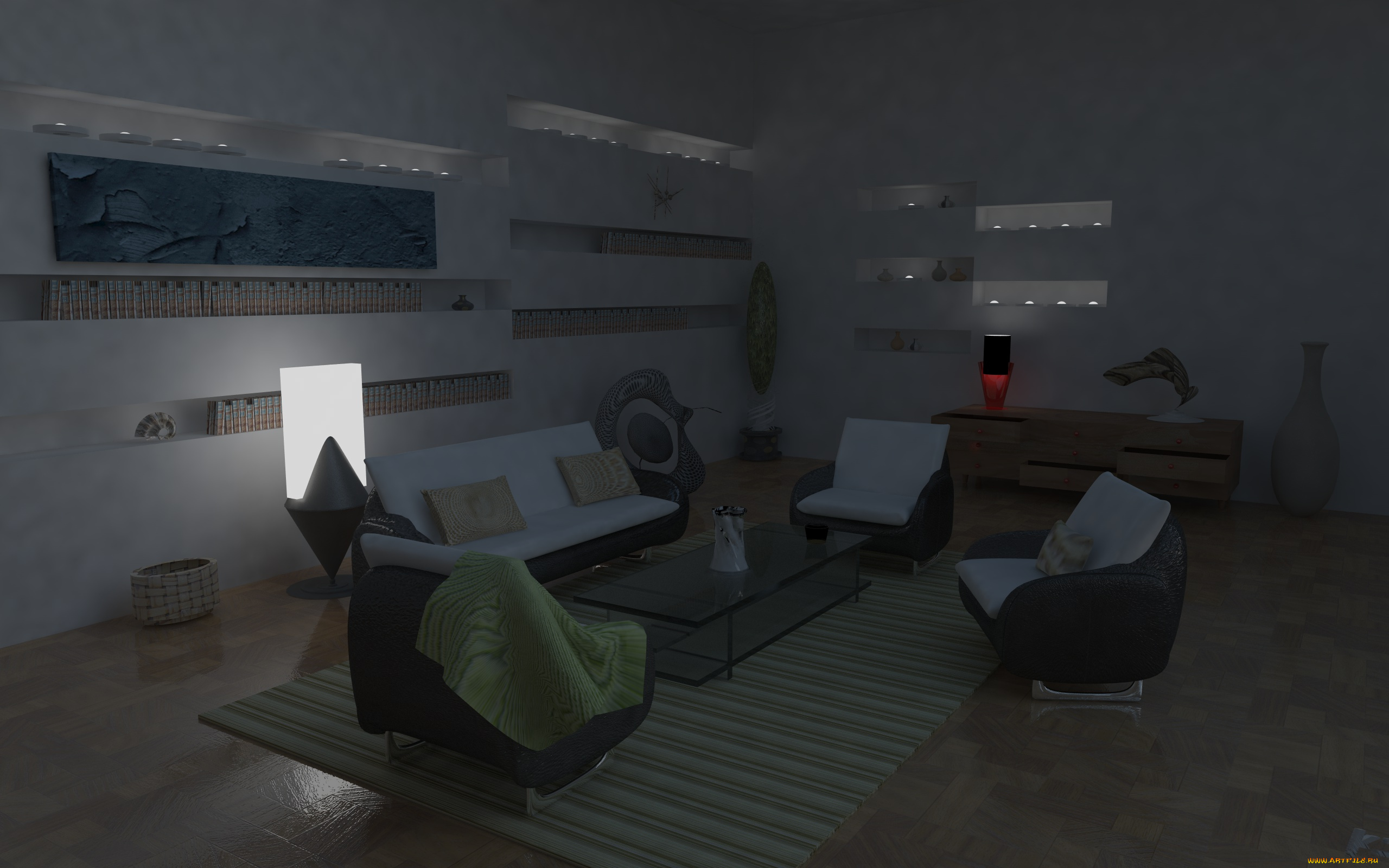 3д, графика, реализм, , realism, диван, стол, стулья, подушки