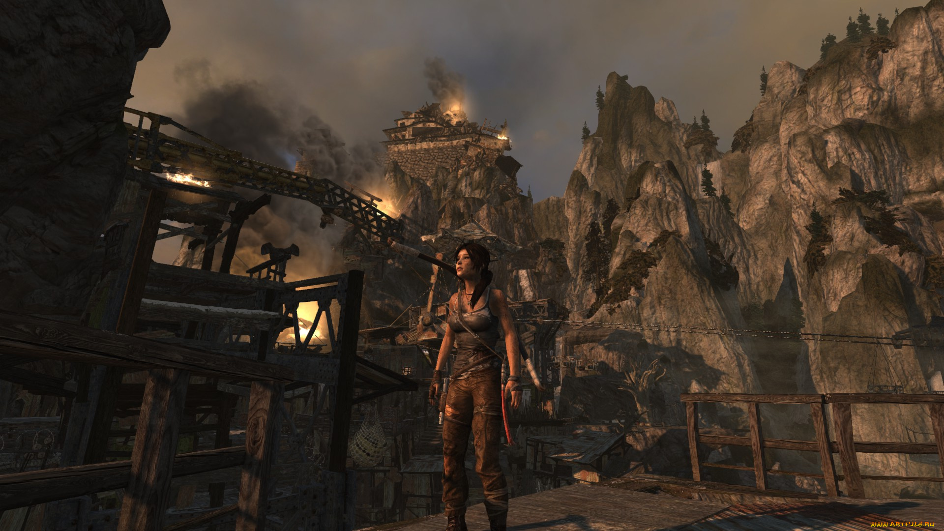 3д, графика, фантазия, , fantasy, tomb, raider, фон, взгляд, девушка