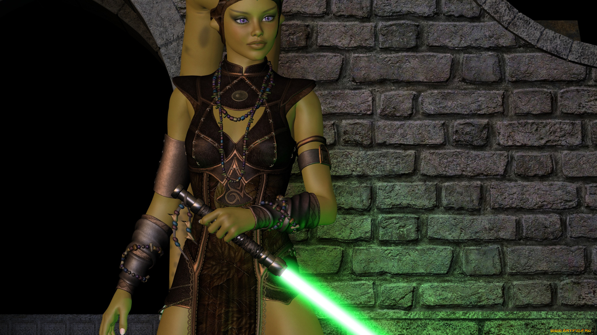 3д, графика, существа, , creatures, девушка, взгляд, фон