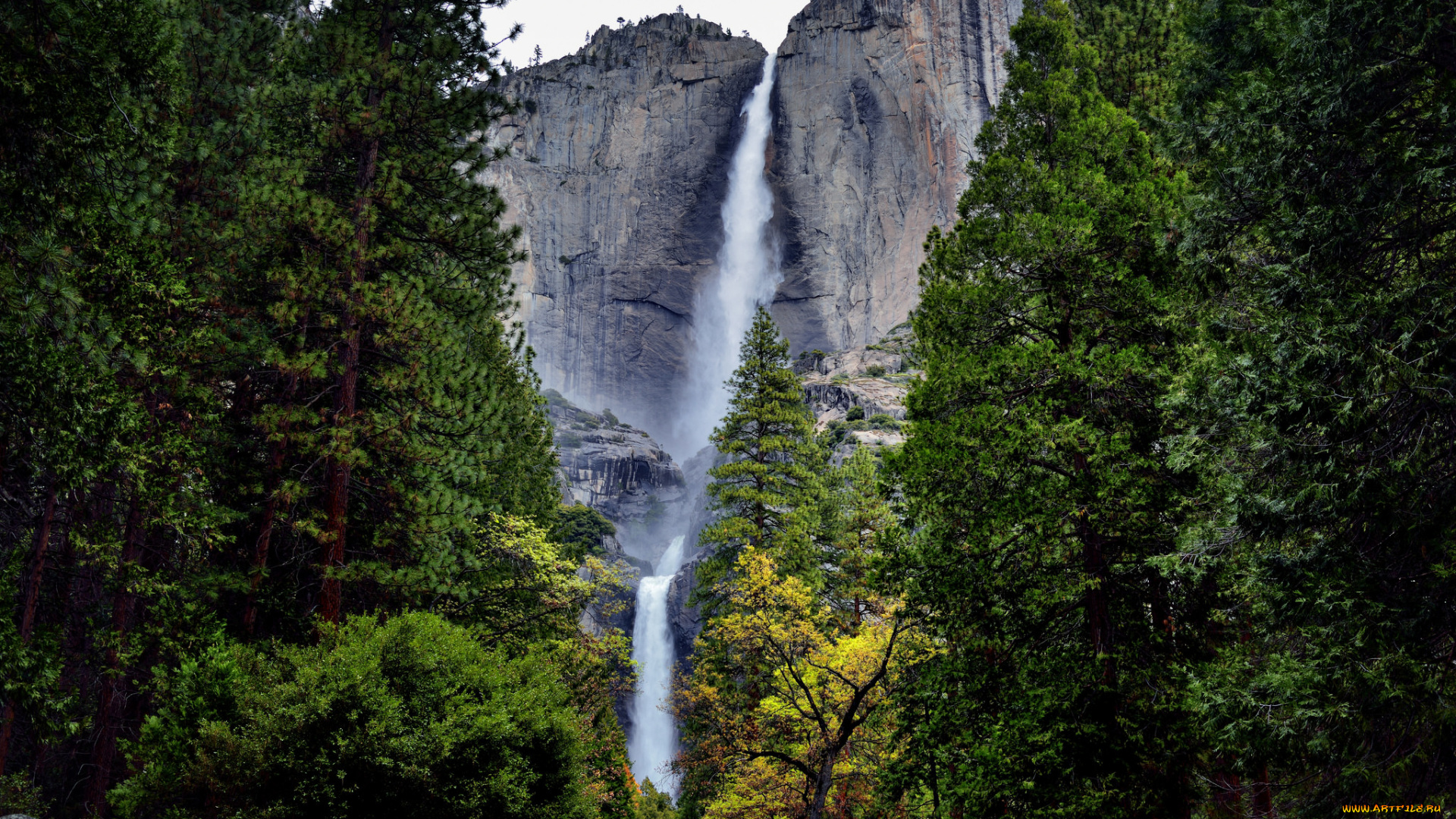 природа, водопады, река, лес, водопад