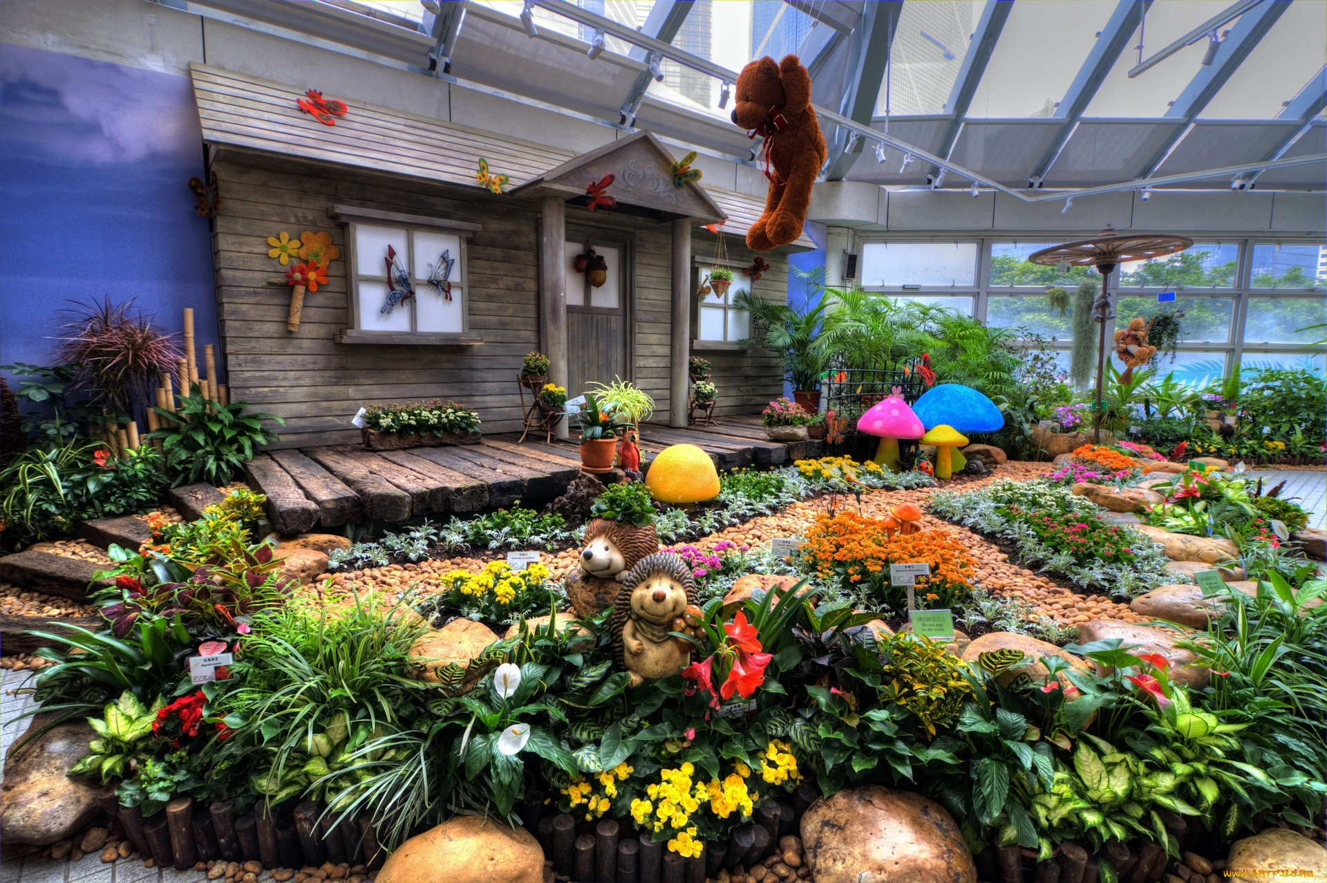 разное, садовые, и, парковые, скульптуры, окно, игрушки, цветы