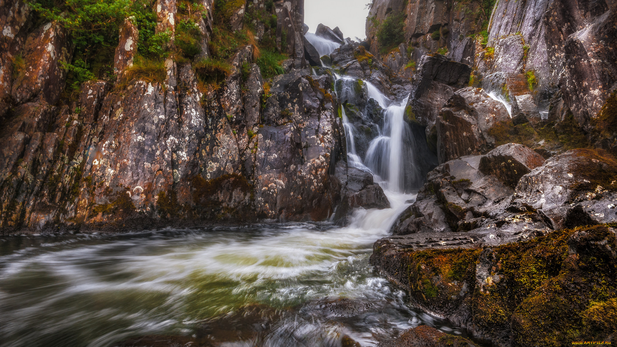 природа, водопады, водопад, река, лес