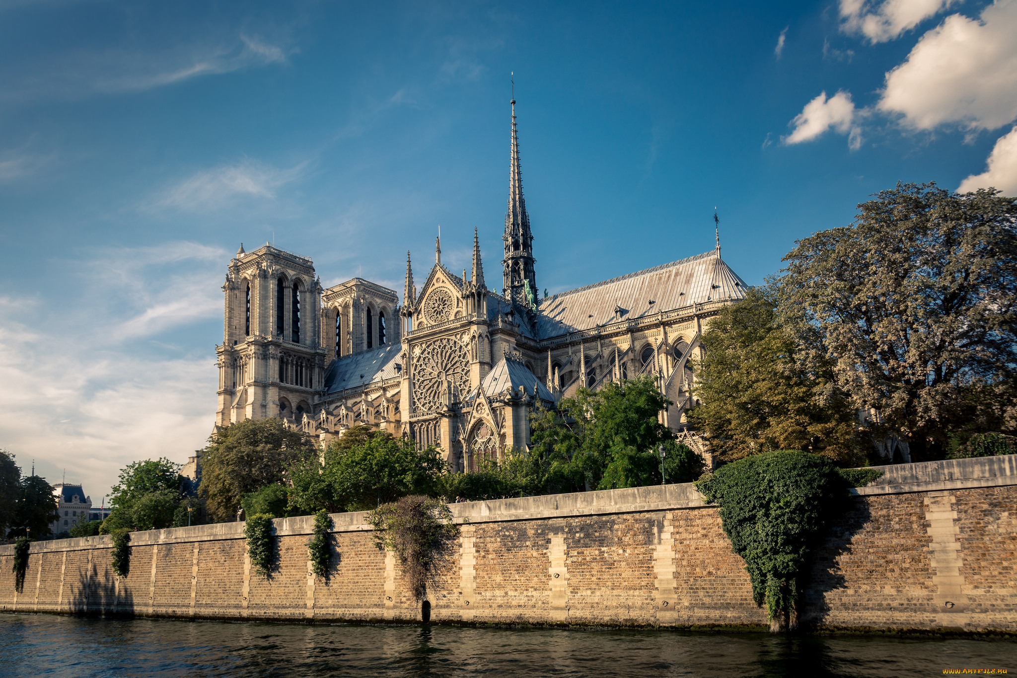 notre, dame, , paris, города, париж, , франция, река, собор