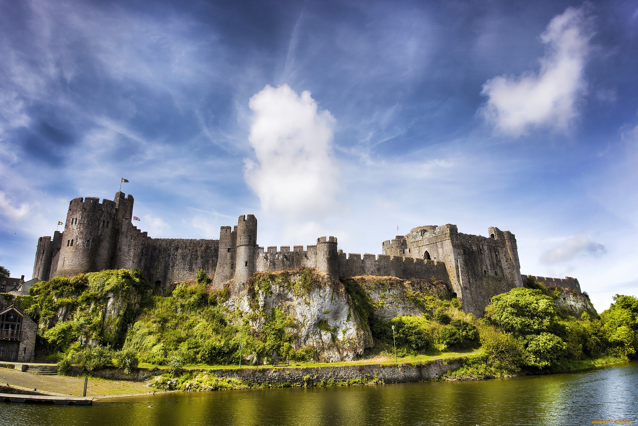 pembroke, castle, города, замки, англии, замок, фортпост