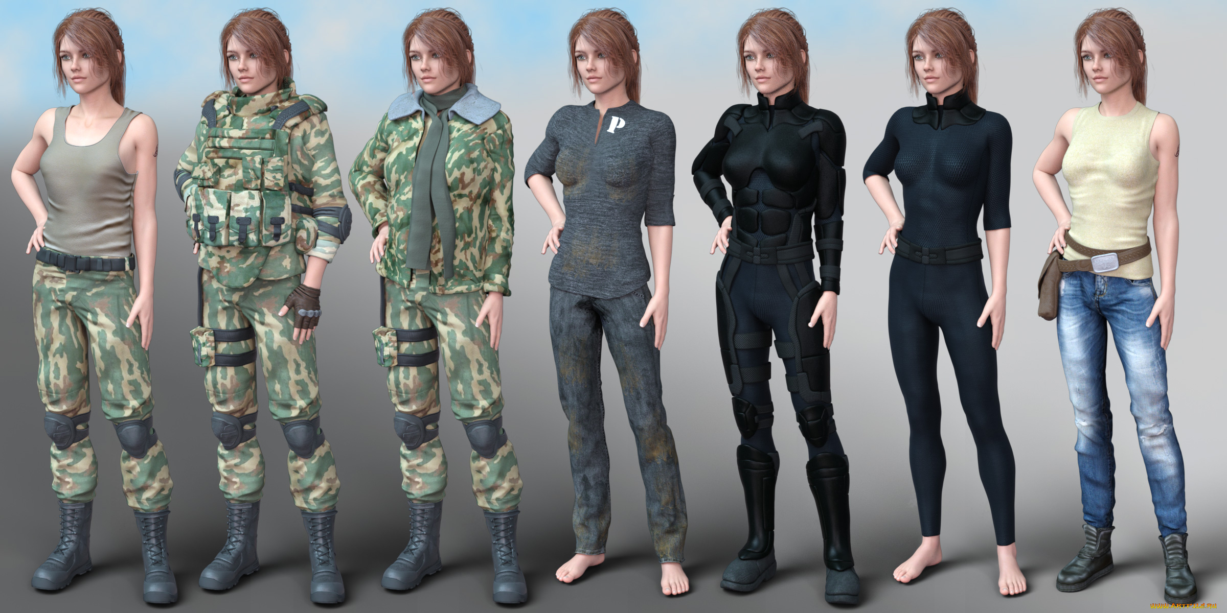 3д, графика, люди, , people, девушки, взгляд, фон