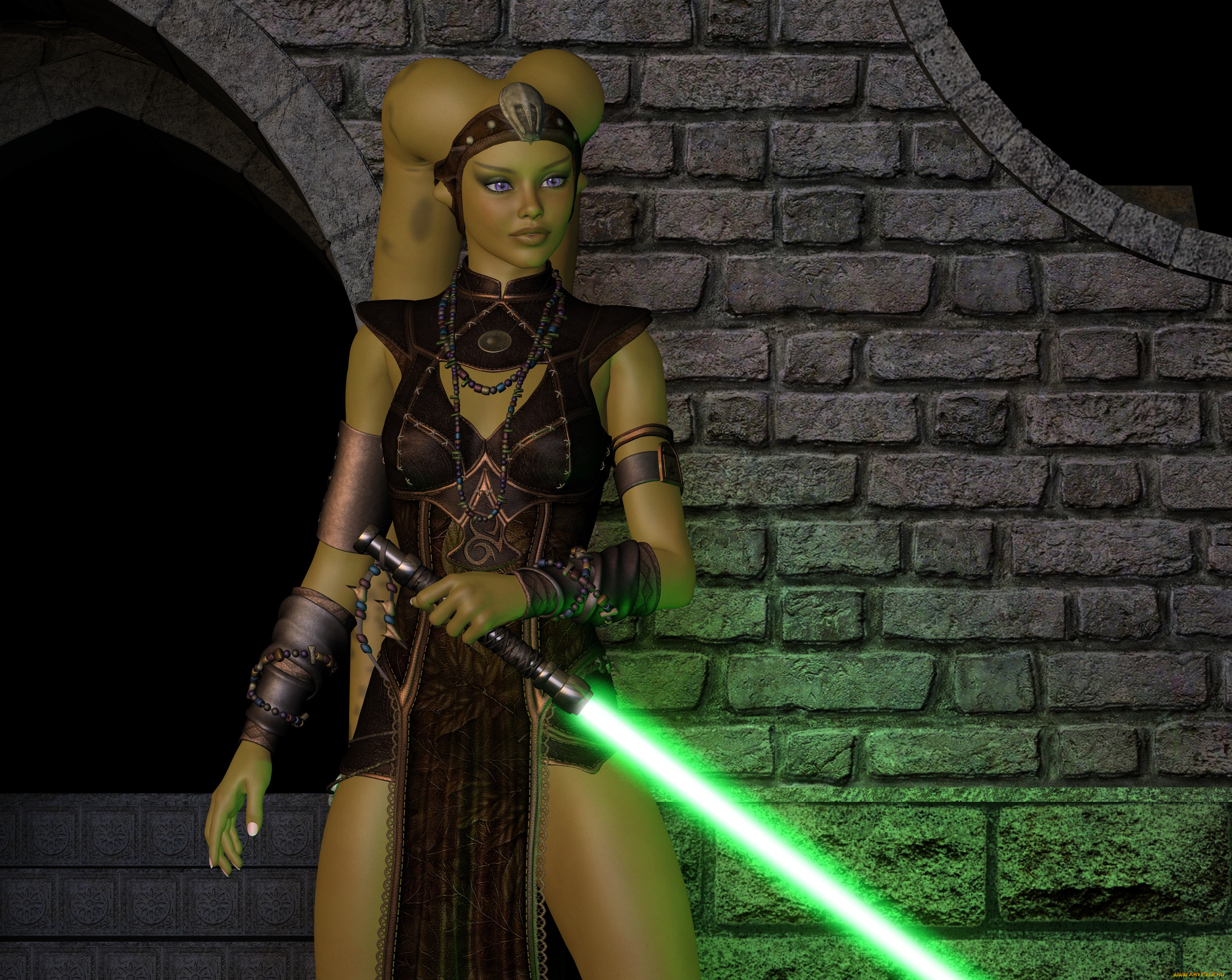 3д, графика, существа, , creatures, девушка, взгляд, фон