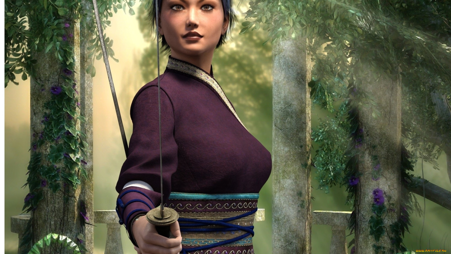 3д, графика, фантазия, , fantasy, фон, взгляд, девушка