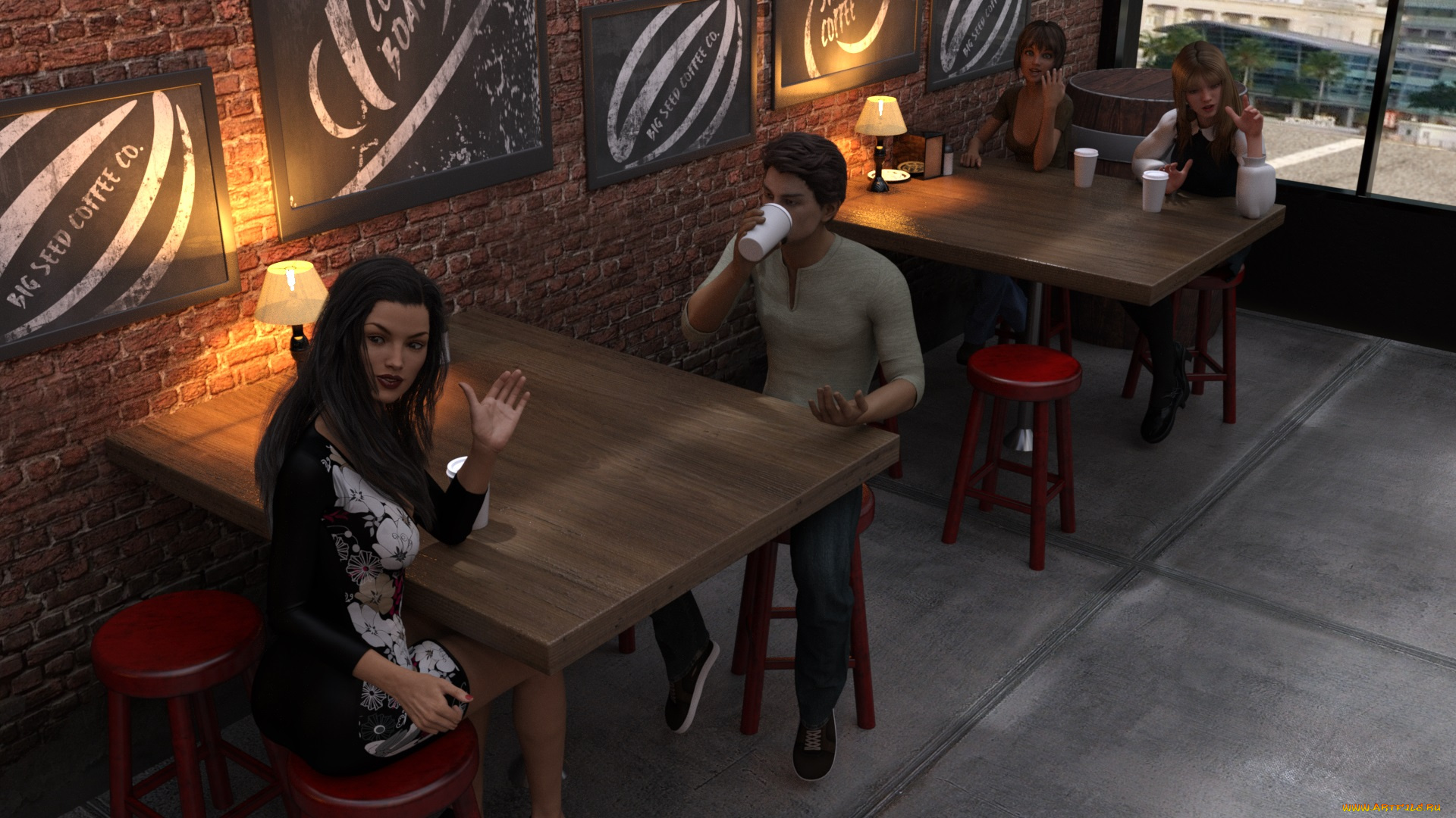 3д, графика, люди, , people, девушка, взгляд, фон