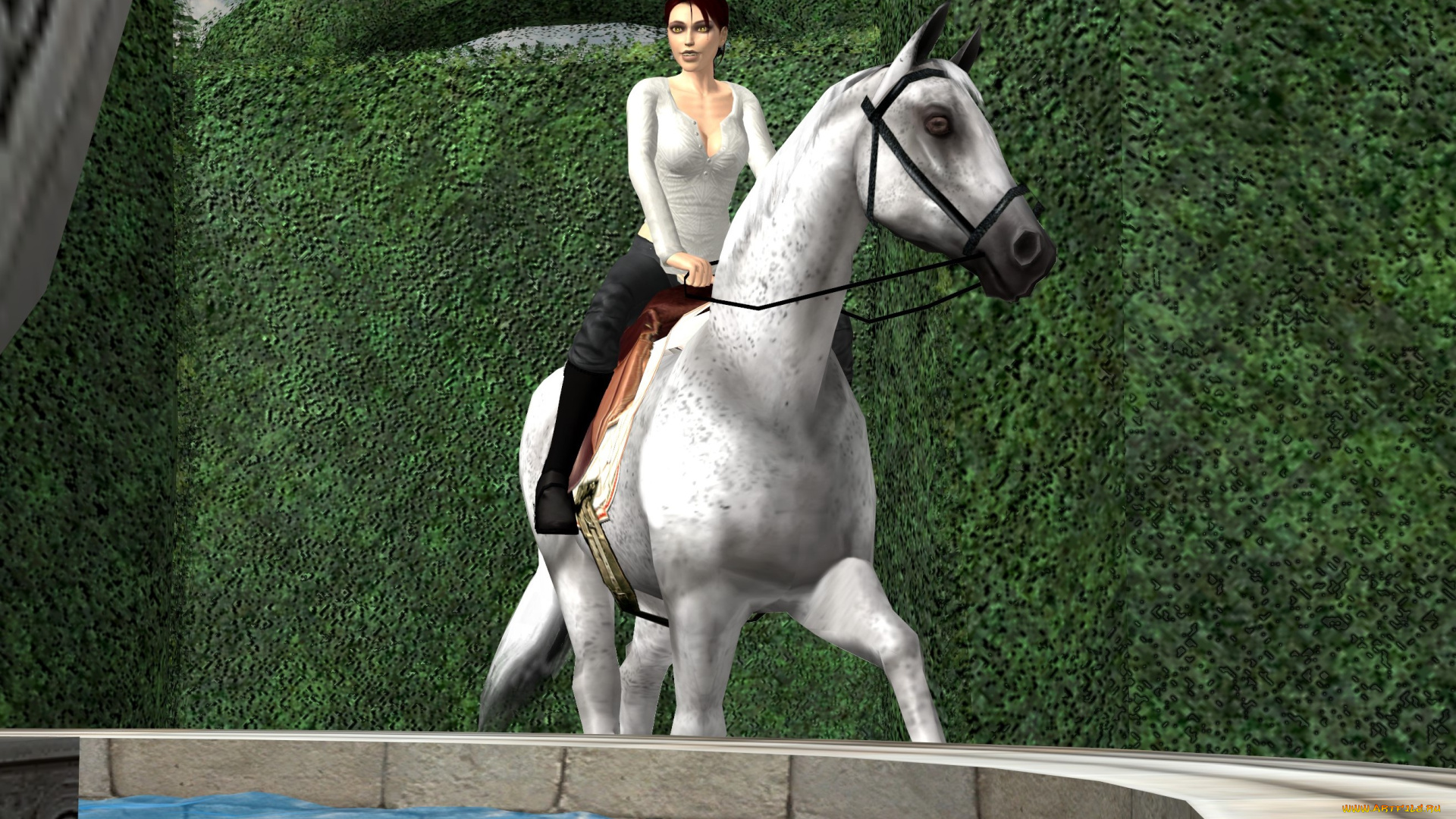 3д, графика, люди, , people, девушки, взгляд, фон, лошадь