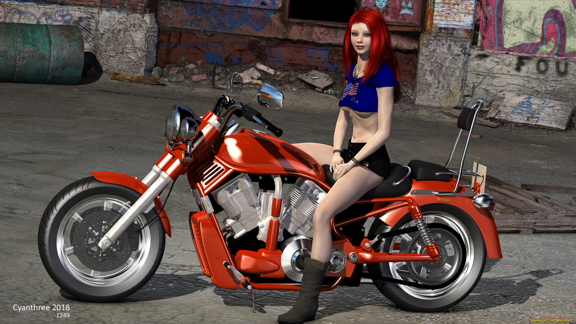 3д, графика, люди-авто, мото, , people-, car, , , moto, фон, взгляд, девушка