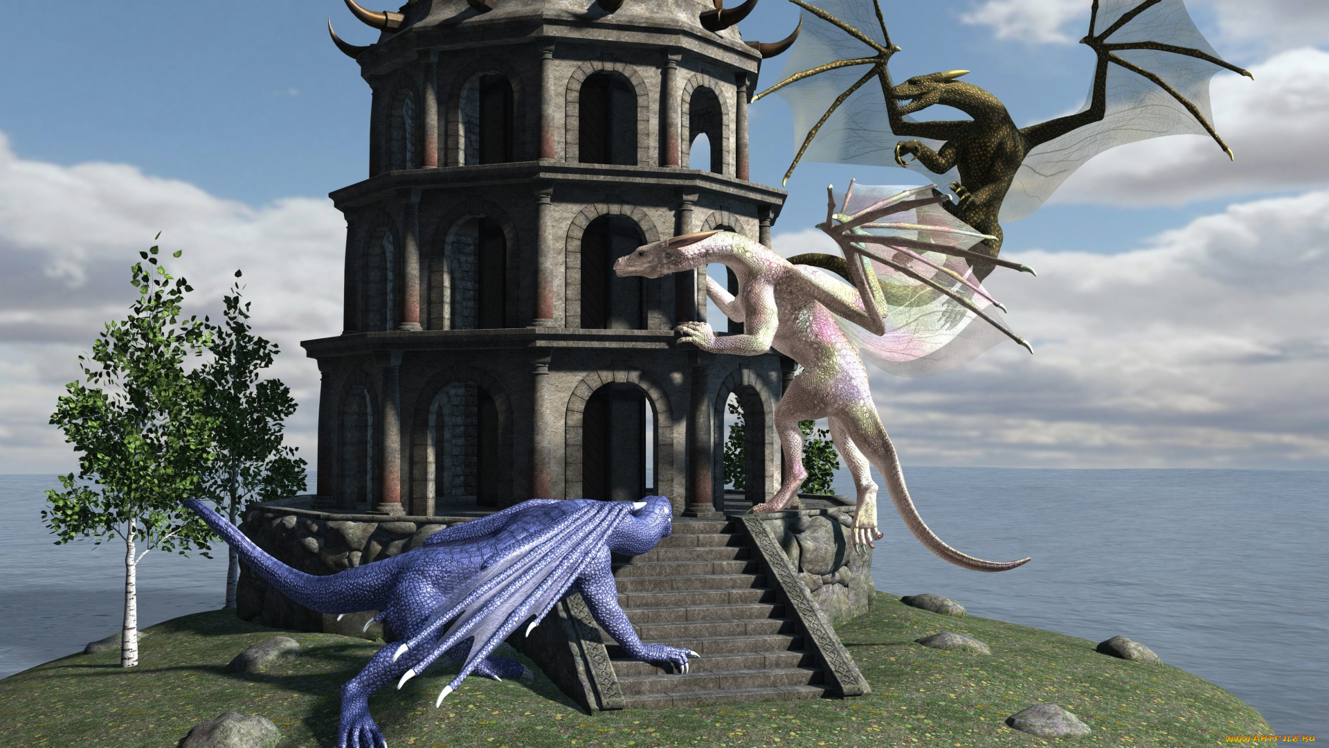 3д, графика, существа, , creatures, драконы