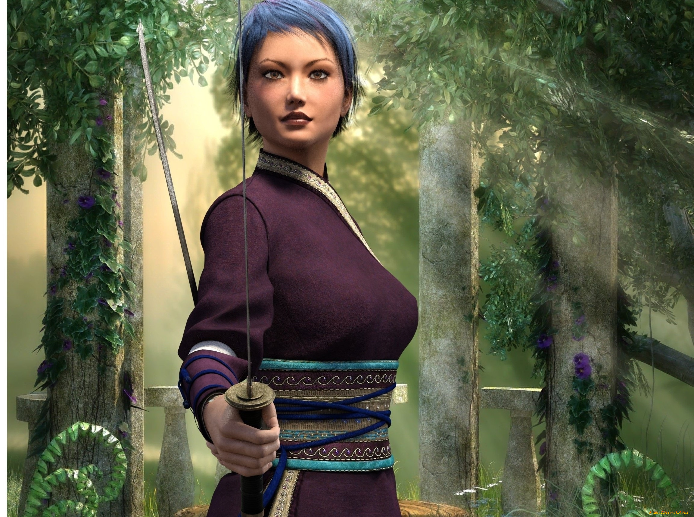 3д, графика, фантазия, , fantasy, фон, взгляд, девушка