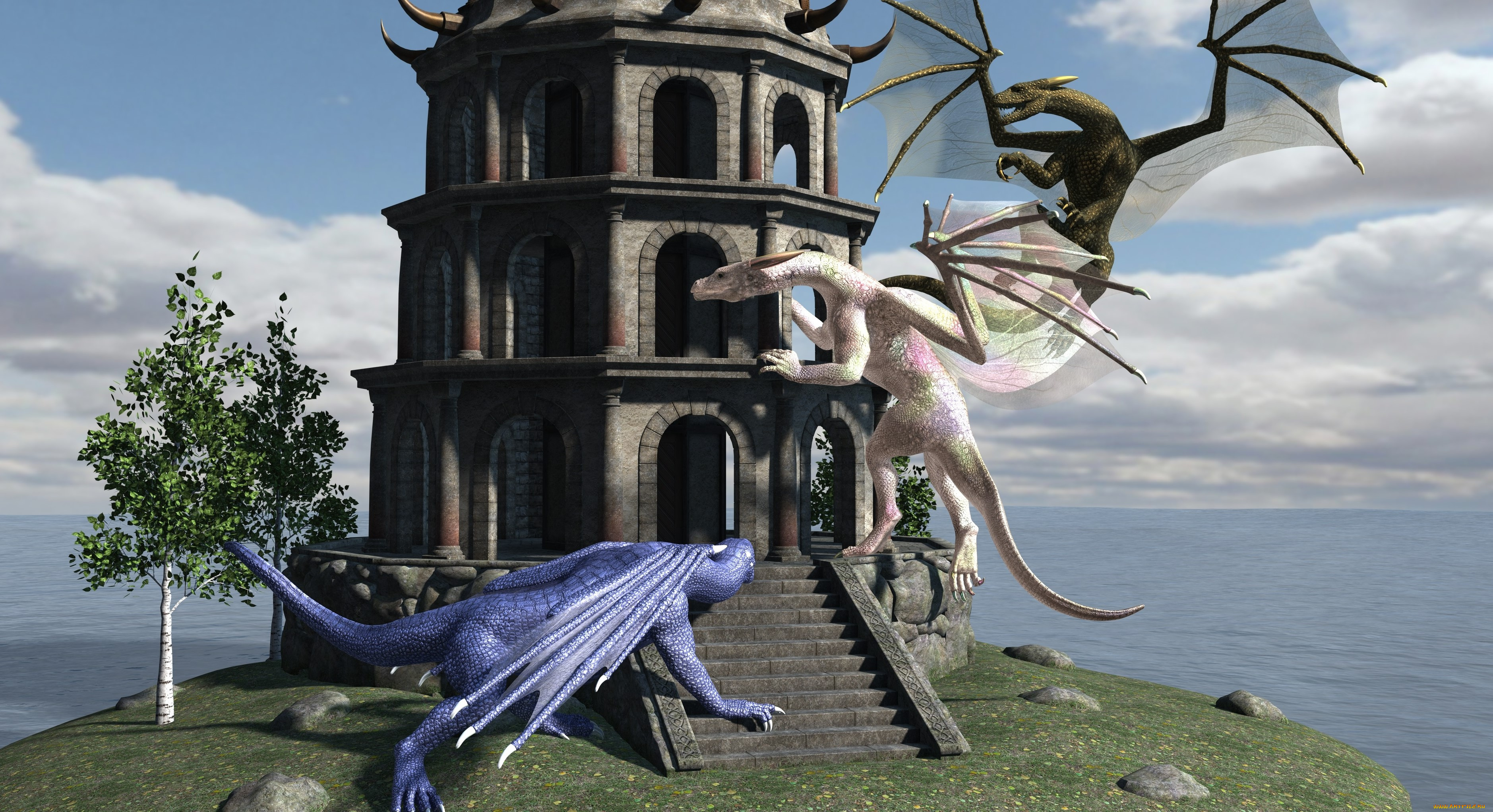 3д, графика, существа, , creatures, драконы